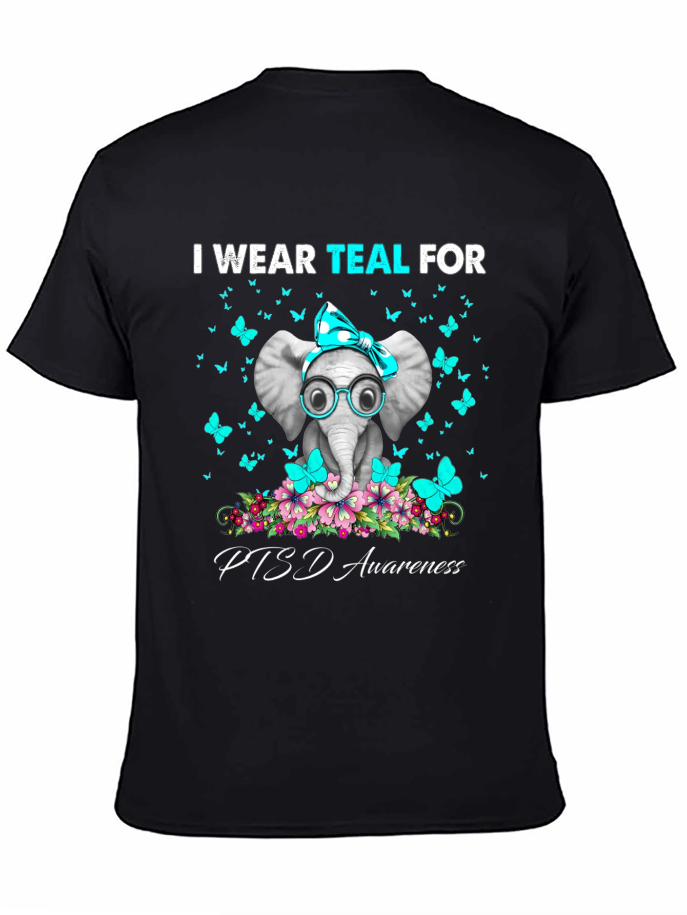 Teal PTSD Awareness Elephant T-Shirt
