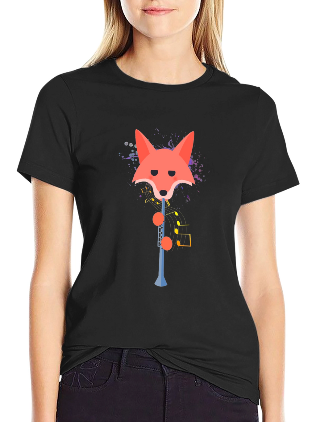 Fox Clarinet Player Graphic Tee - Quirky Music Shirt
