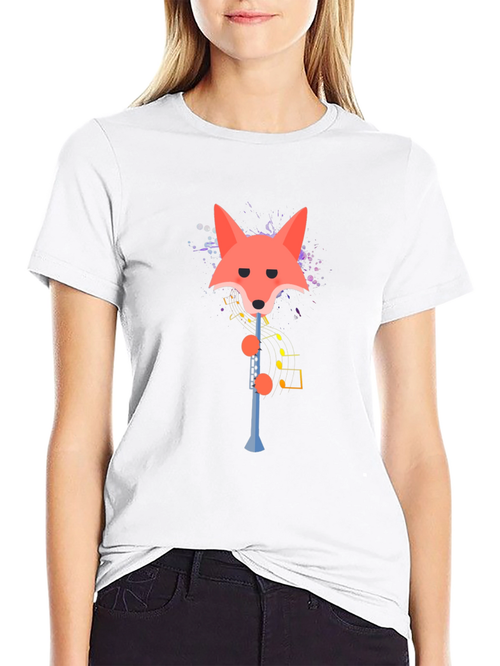 Fox Clarinet Player Graphic Tee - Quirky Music Shirt