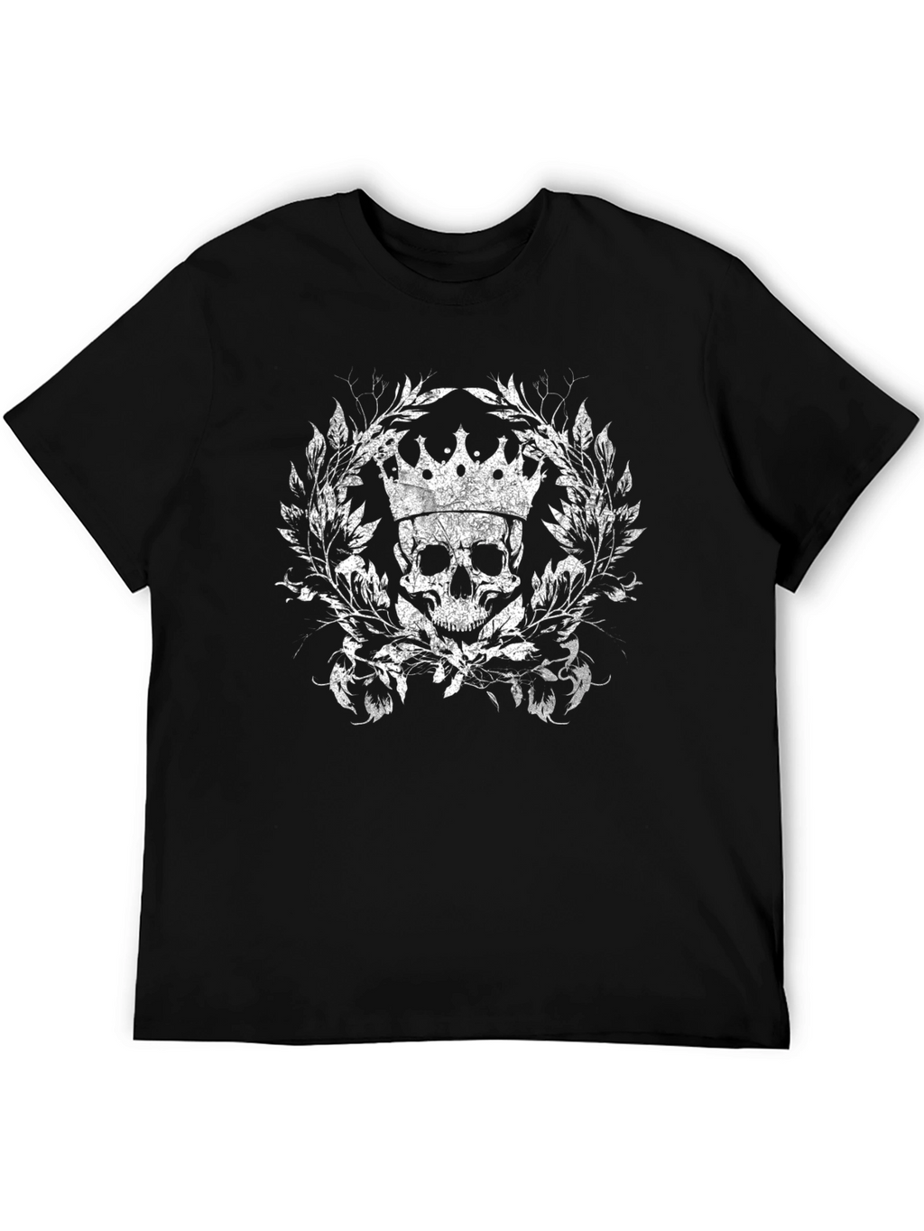 Crowned Skull Graphic Tee - Black Cotton T-Shirt
