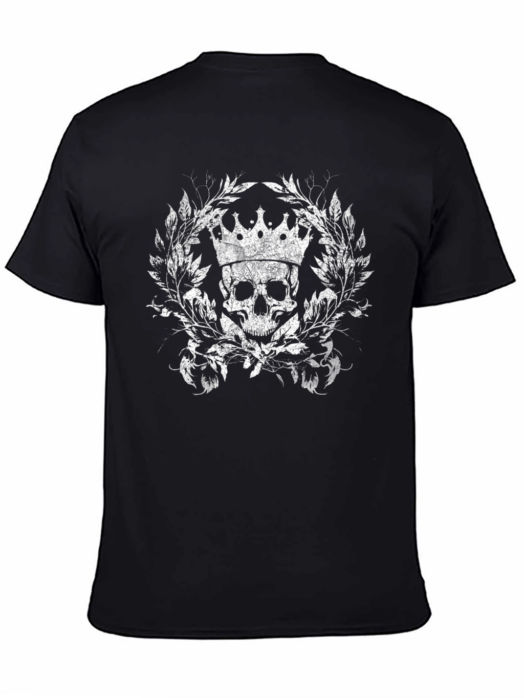Crowned Skull Graphic Tee - Black Cotton T-Shirt