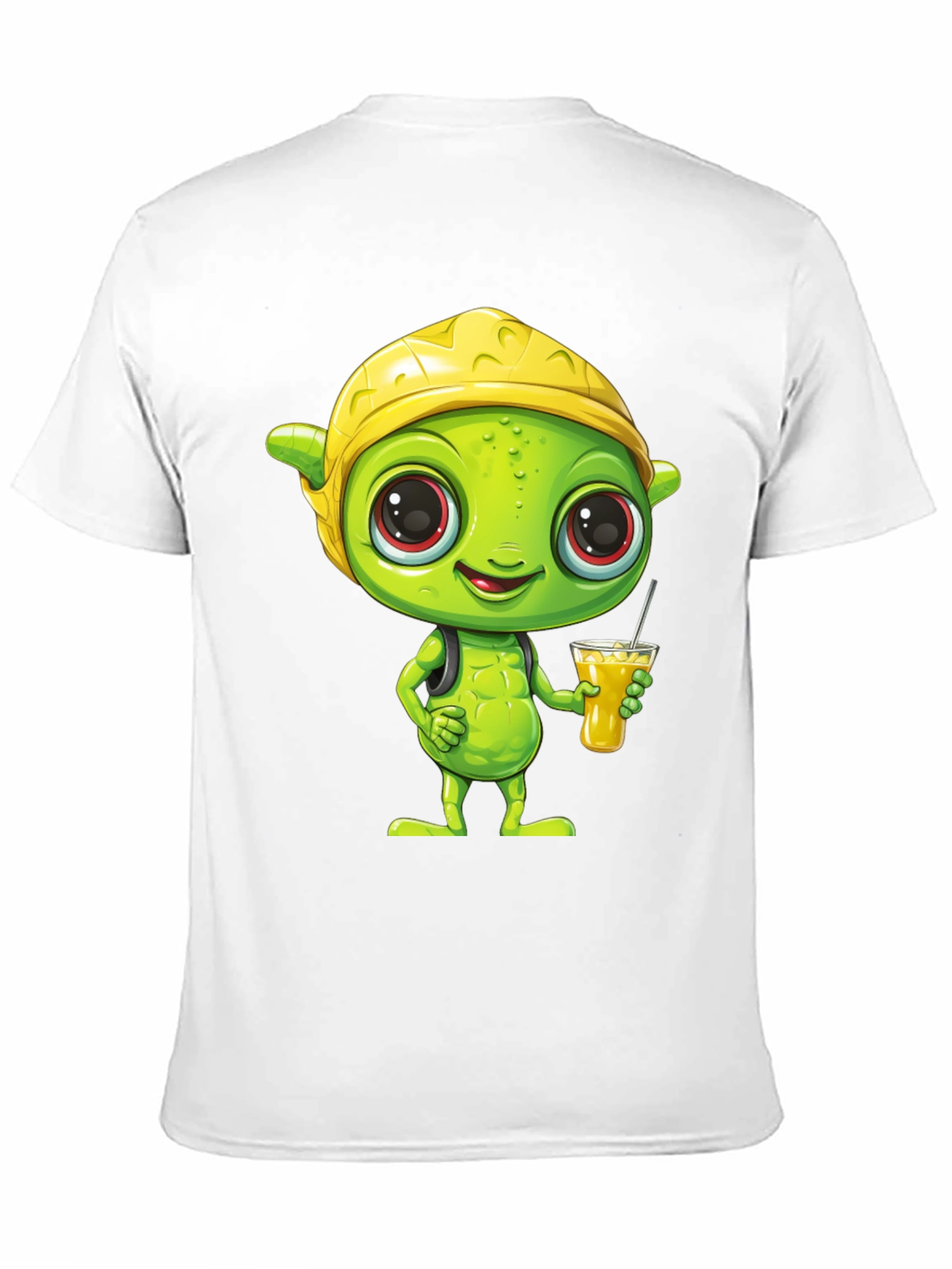 Cartoon Alien T-Shirt - Black Crew Neck Tee