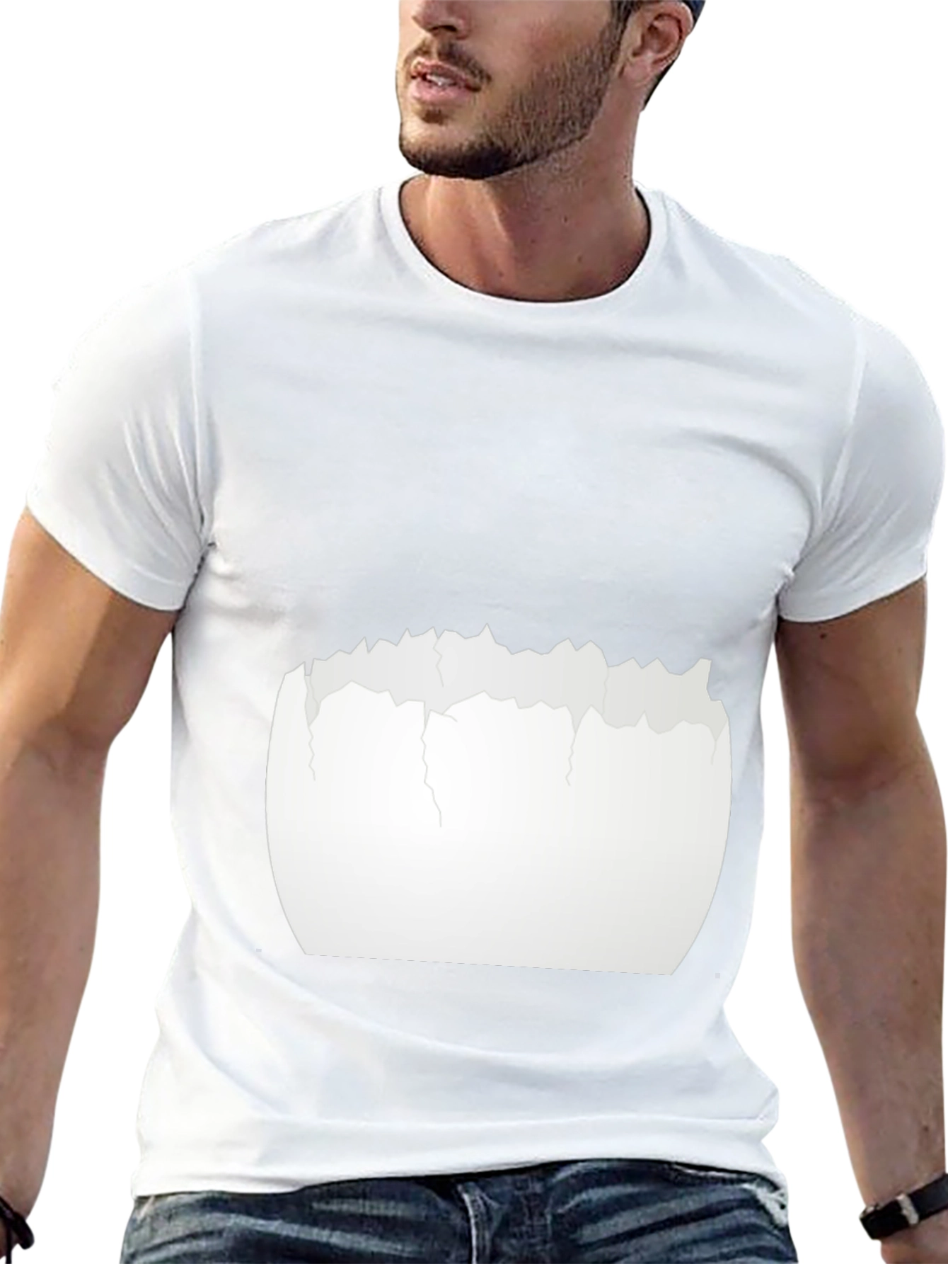 Cracked Eggshell Graphic Tee - Unique Black T-Shirt