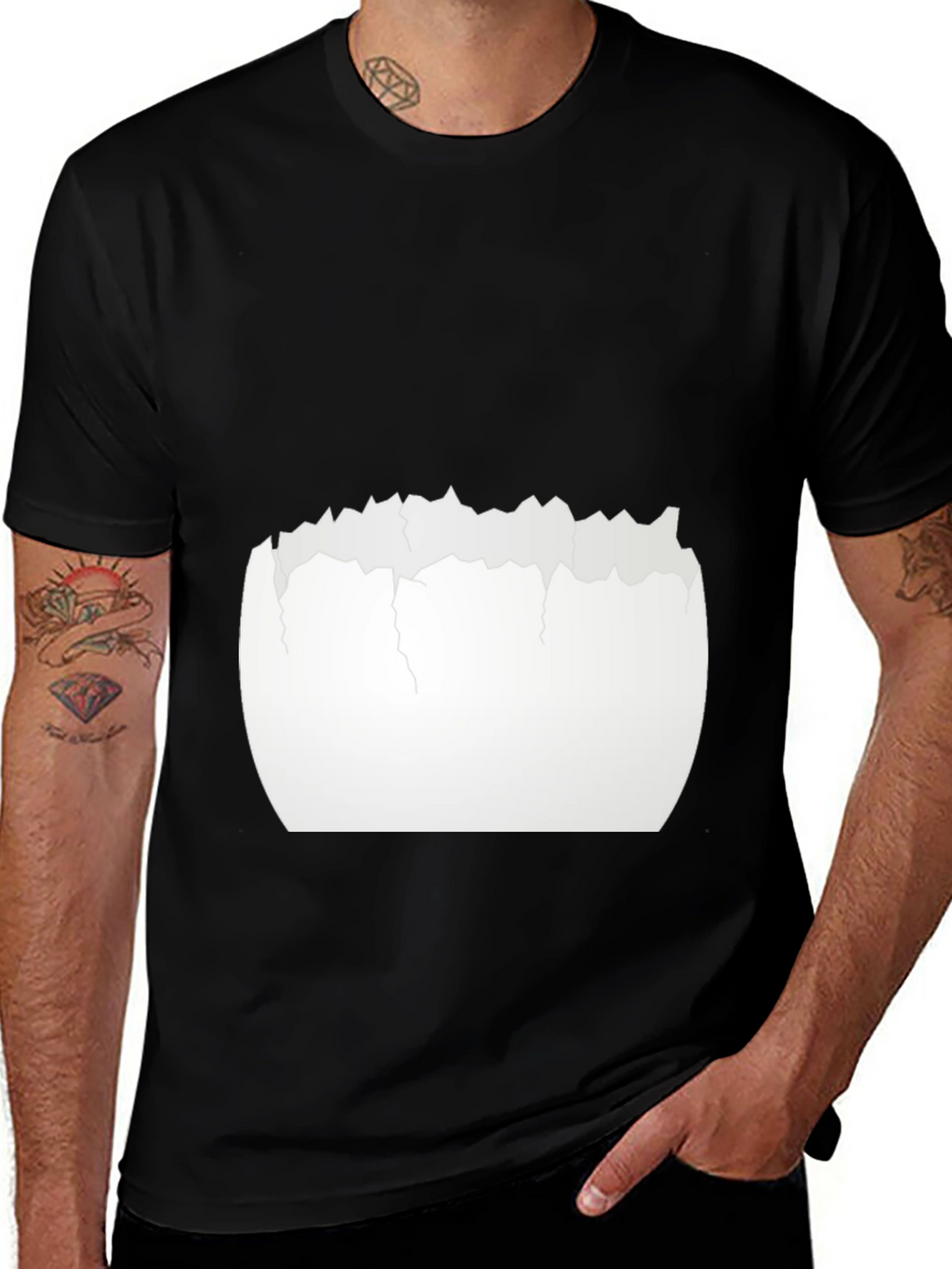 Cracked Eggshell Graphic Tee - Unique Black T-Shirt