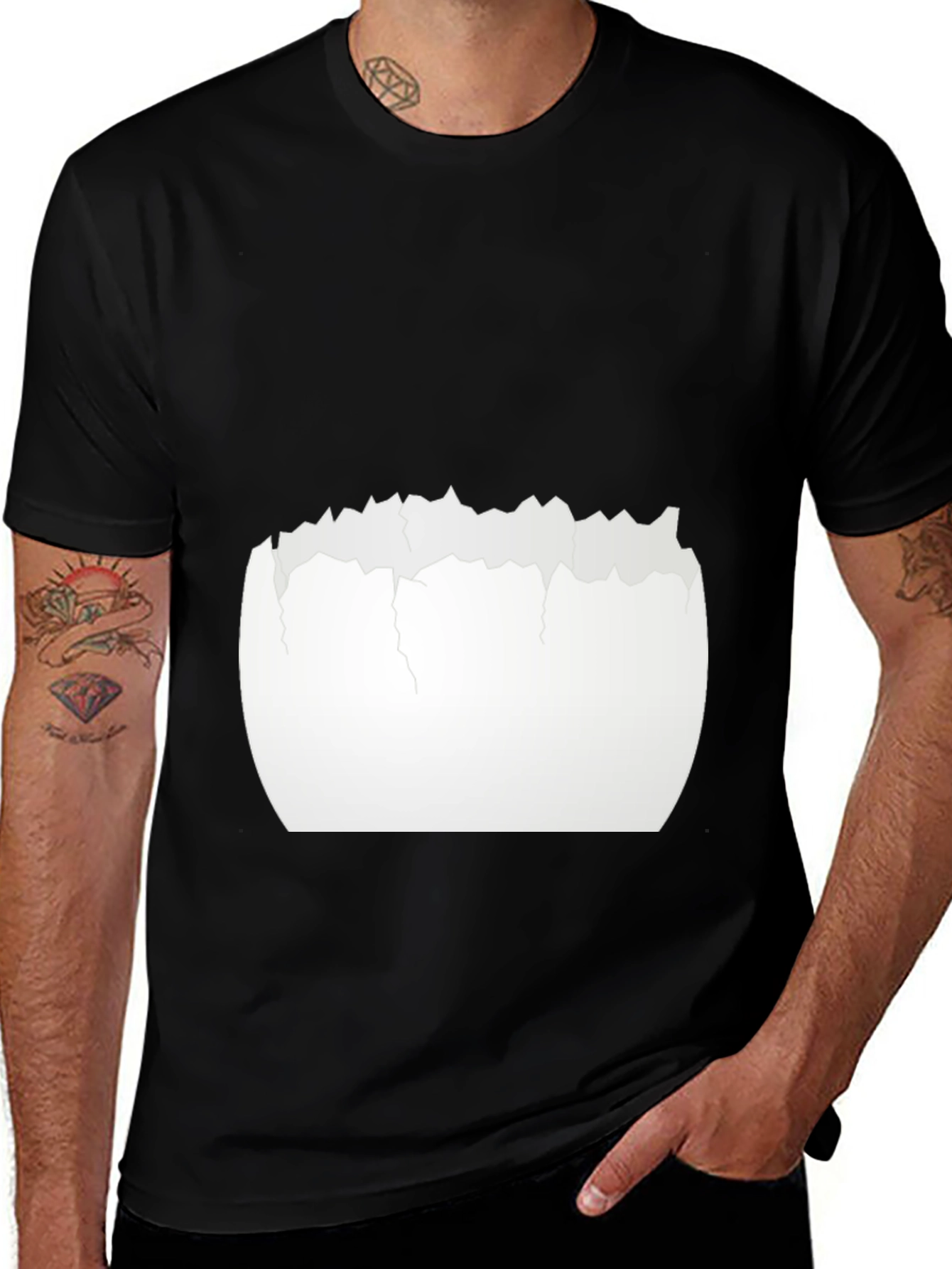 Cracked Eggshell Graphic Tee - Unique Black T-Shirt