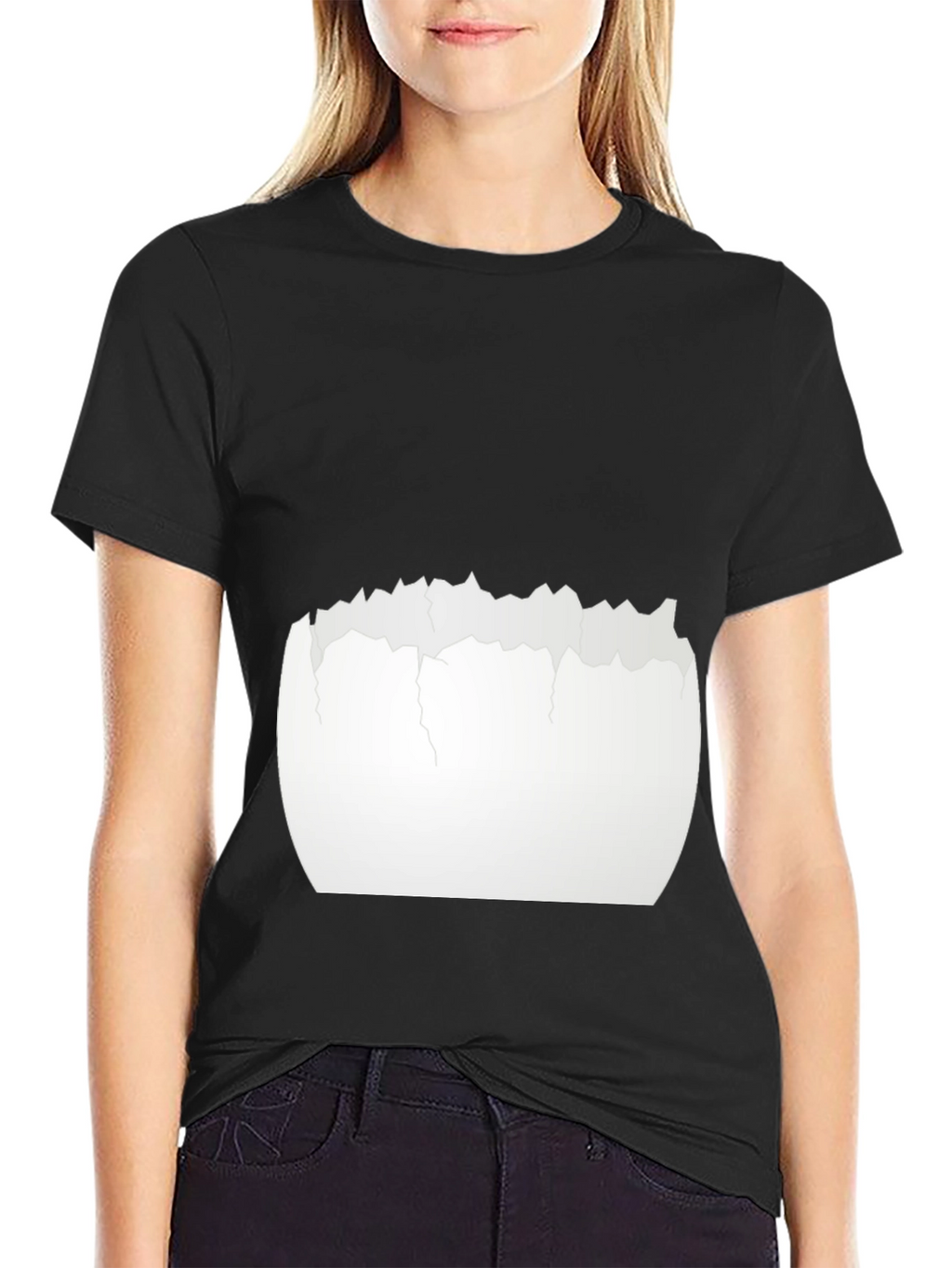 Cracked Eggshell Graphic Tee - Unique Black T-Shirt