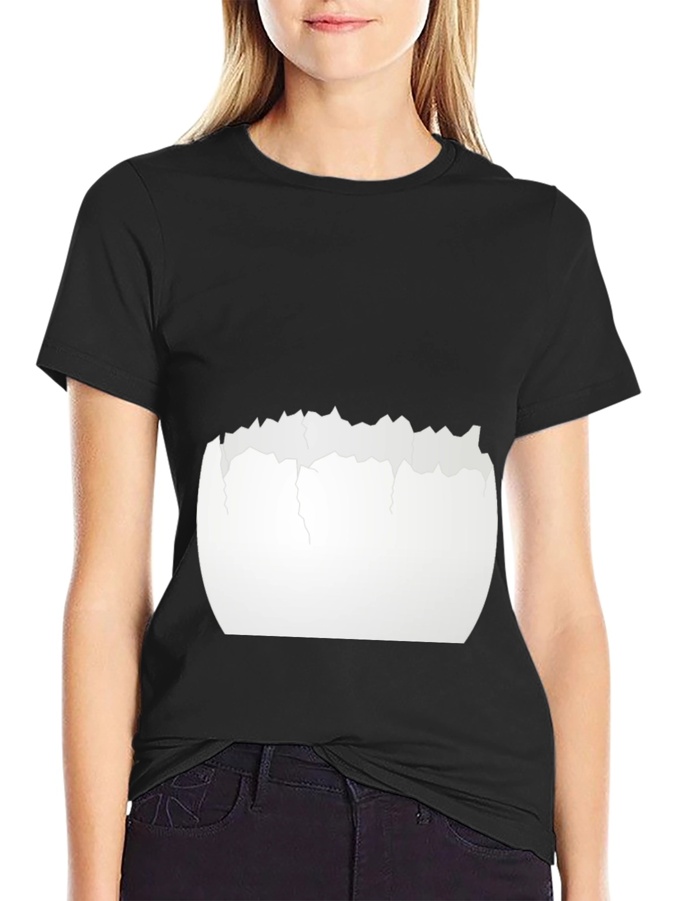 Cracked Eggshell Graphic Tee - Unique Black T-Shirt
