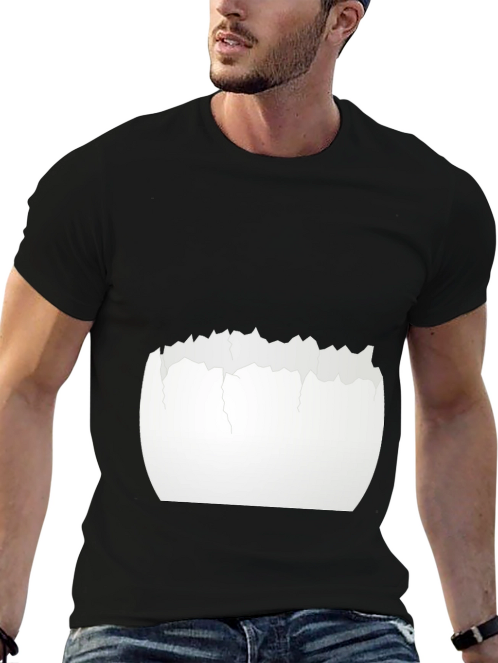 Cracked Eggshell Graphic Tee - Unique Black T-Shirt