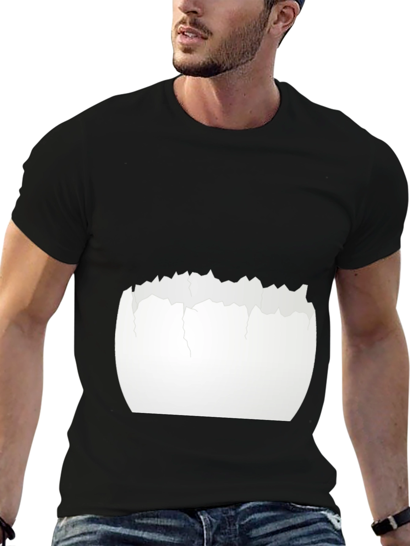 Cracked Eggshell Graphic Tee - Unique Black T-Shirt