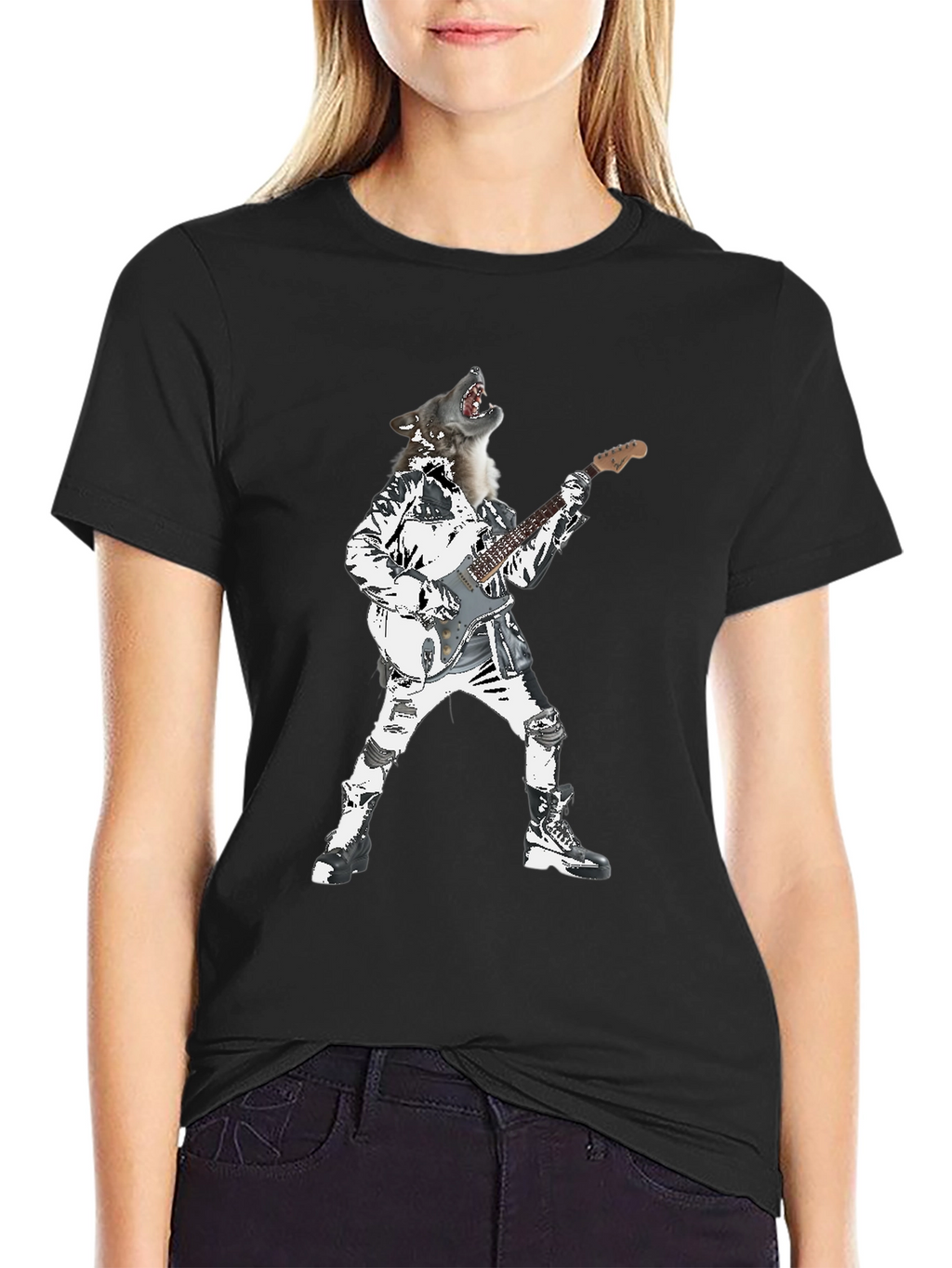 Wolf Rock Star Graphic T-Shirt
