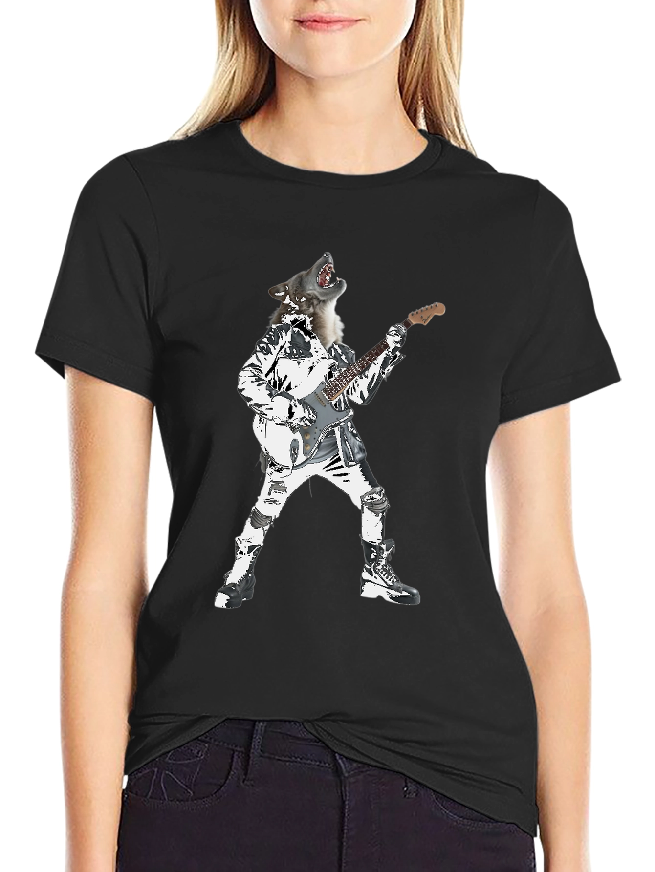 Wolf Rock Star Graphic T-Shirt