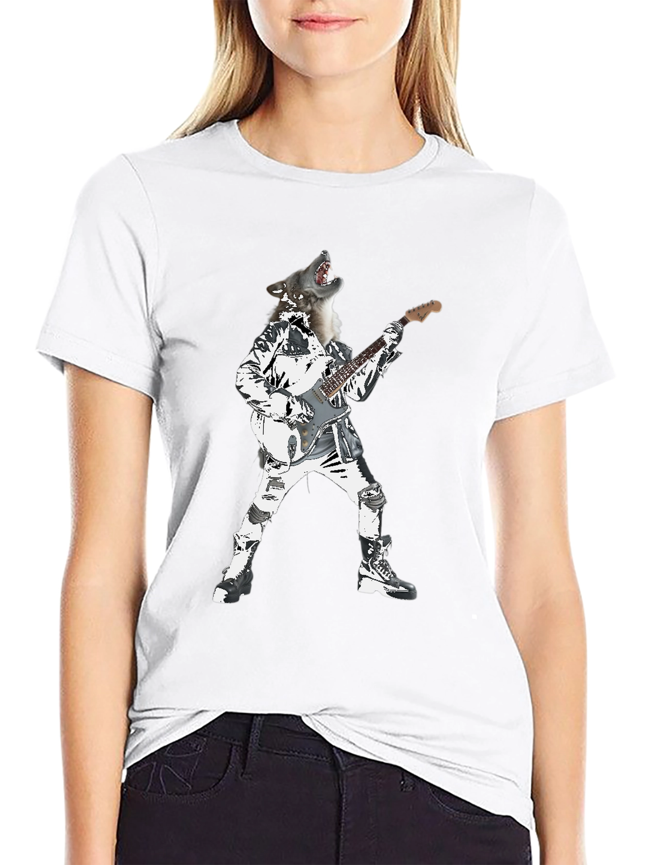 Wolf Rock Star Graphic T-Shirt