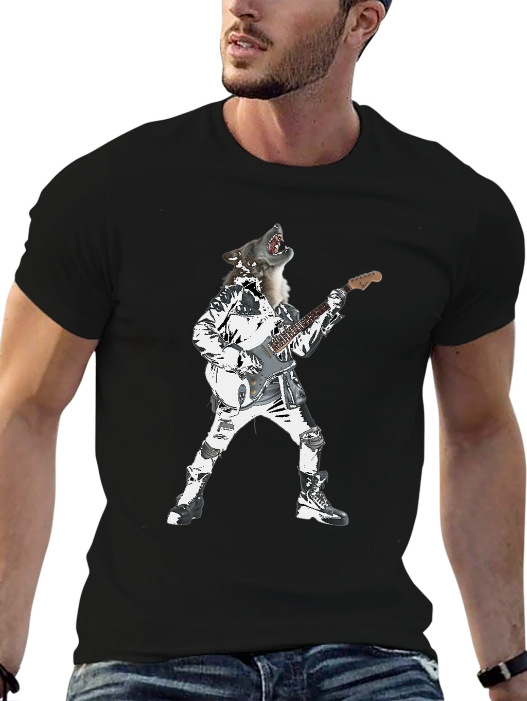 Wolf Rock Star Graphic T-Shirt