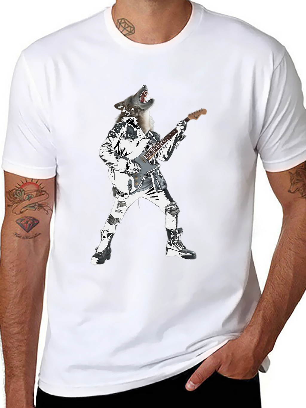 Wolf Rock Star Graphic T-Shirt