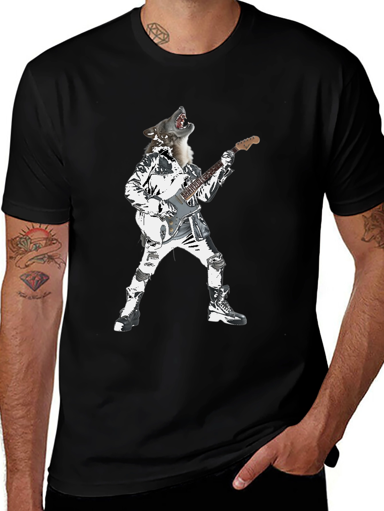 Wolf Rock Star Graphic T-Shirt