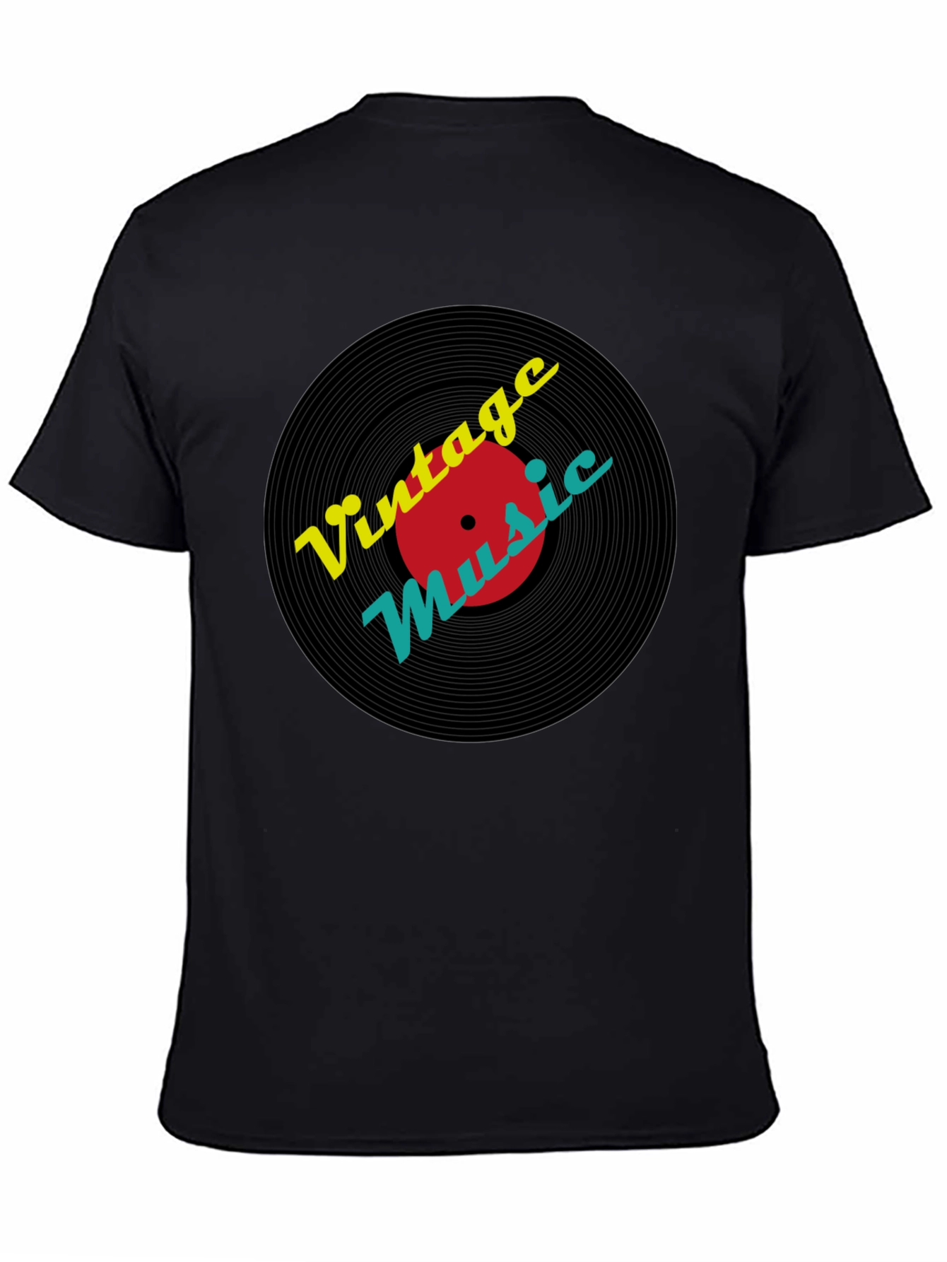 Vintage Music Record T-Shirt - Black