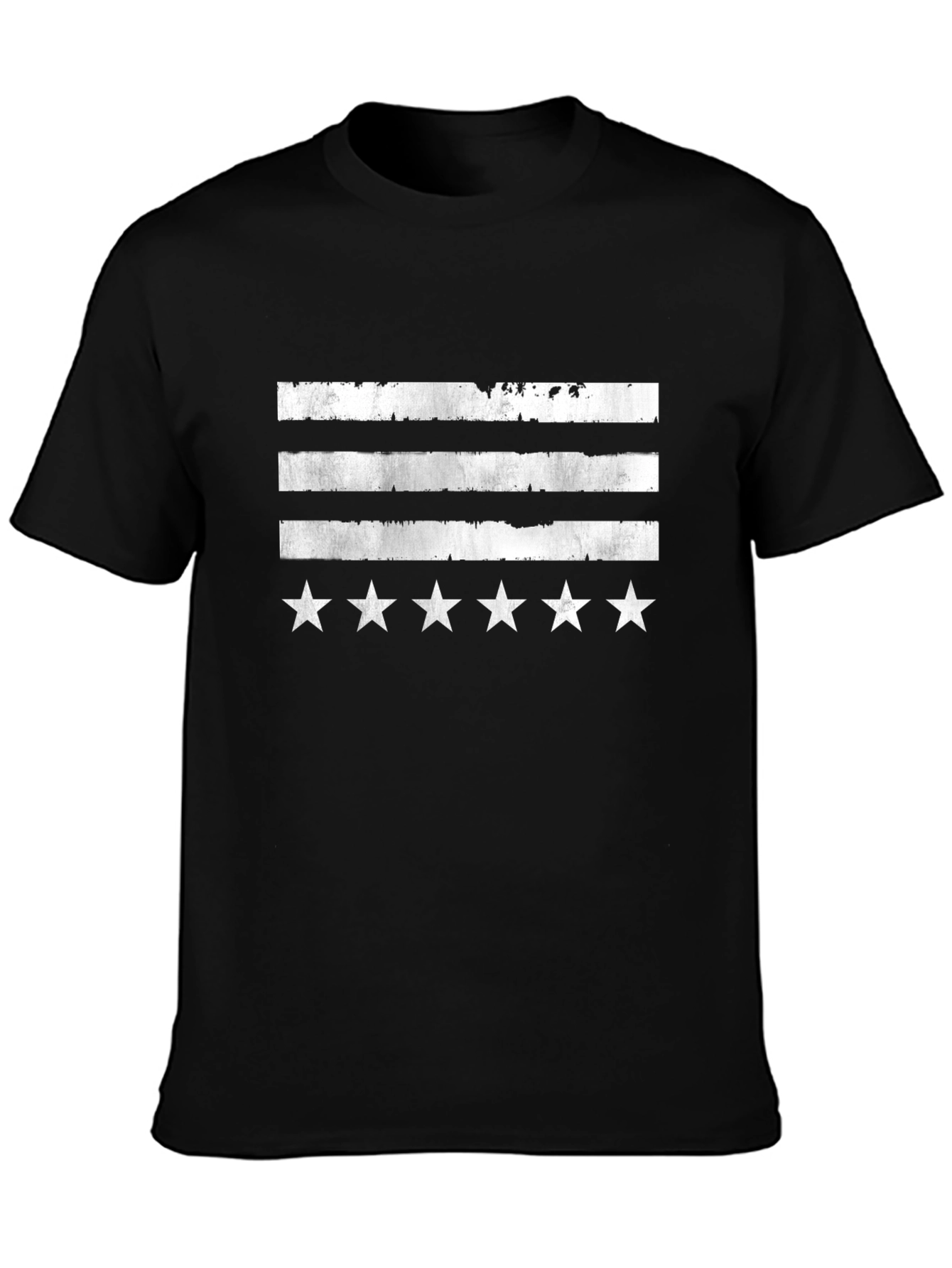Distressed Stripes & Stars Graphic Tee - Black
