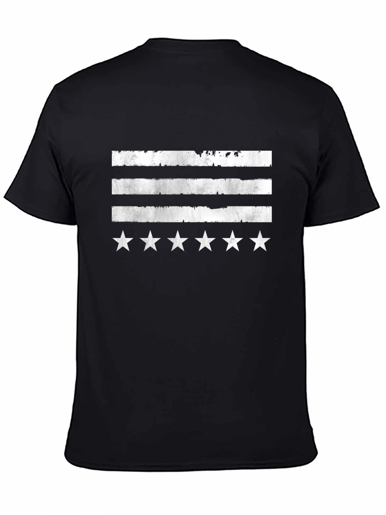 Distressed Stripes & Stars Graphic Tee - Black