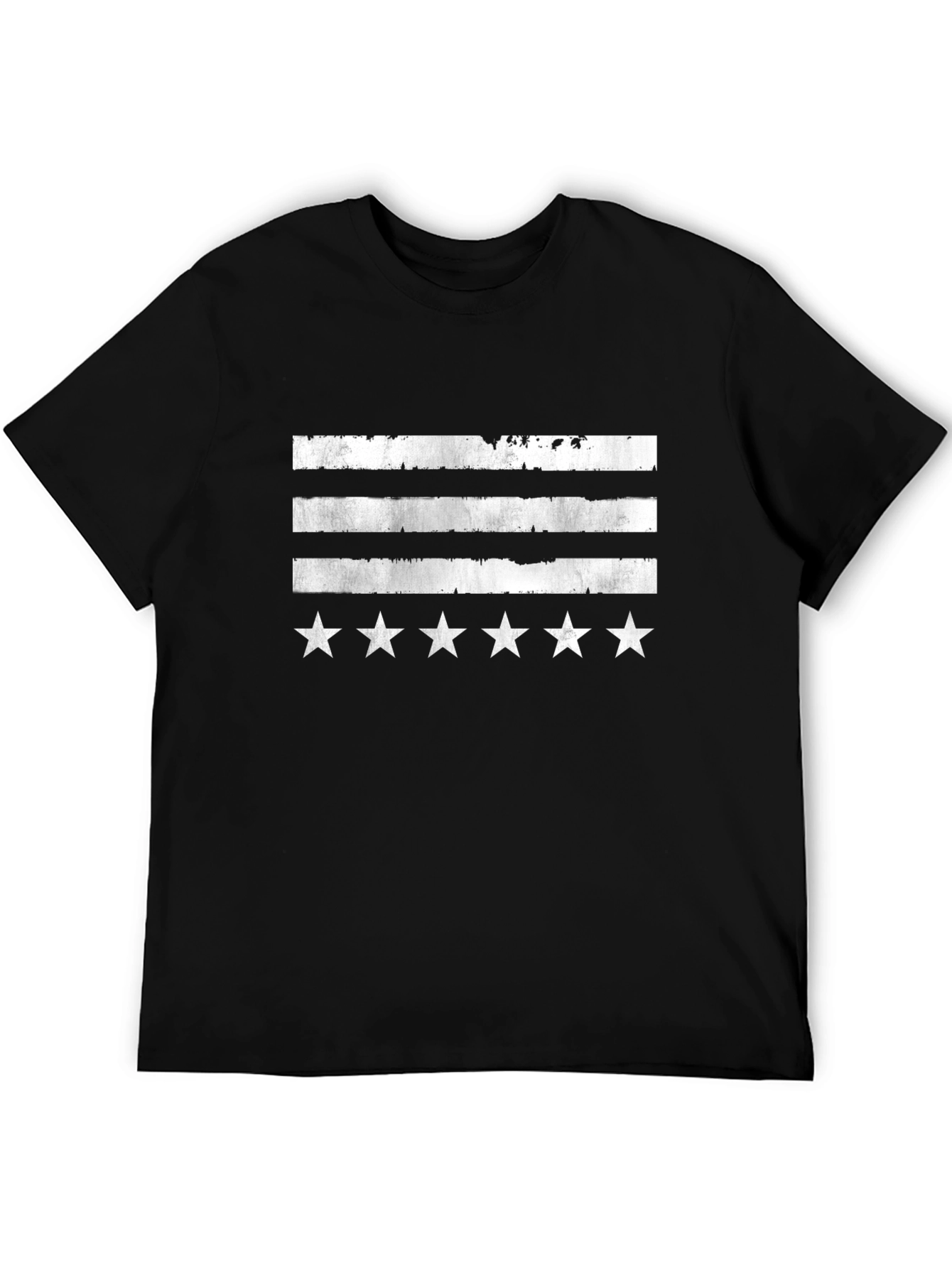 Distressed Stripes & Stars Graphic Tee - Black