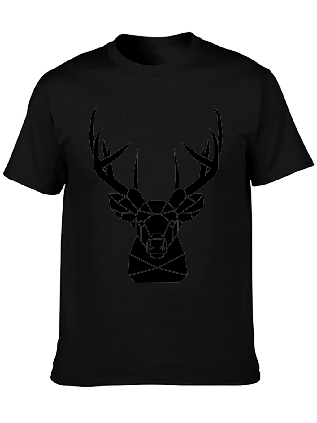 Geometric Deer Head Graphic Tee - Black T-Shirt