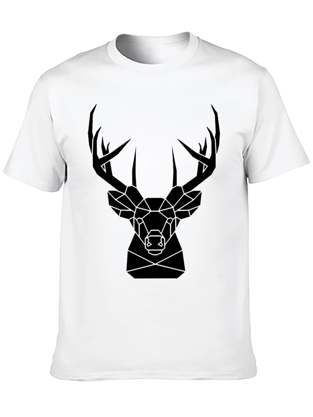 Geometric Deer Head Graphic Tee - Black T-Shirt