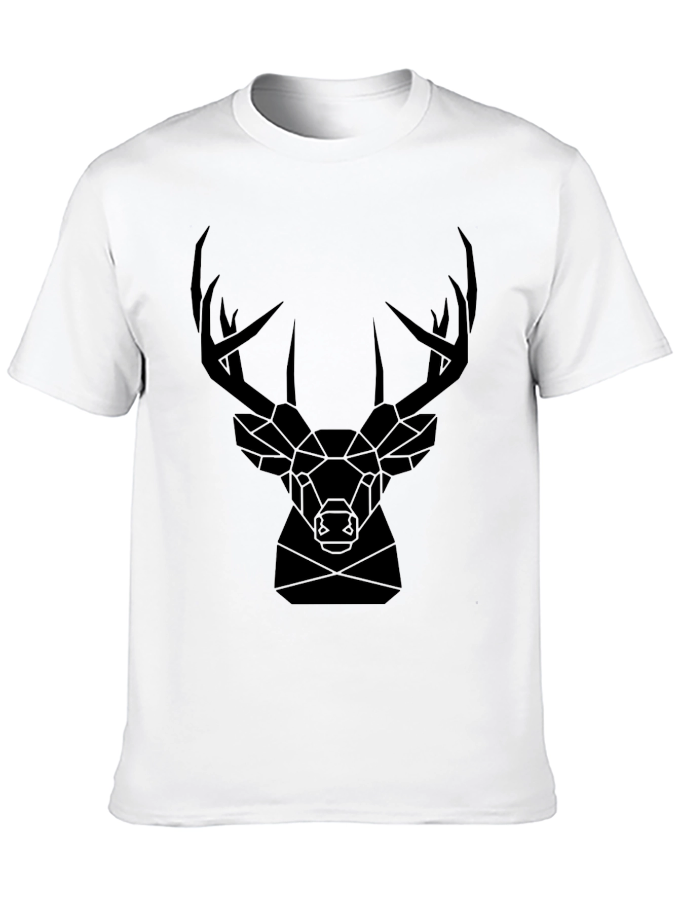 Geometric Deer Head Graphic Tee - Black T-Shirt