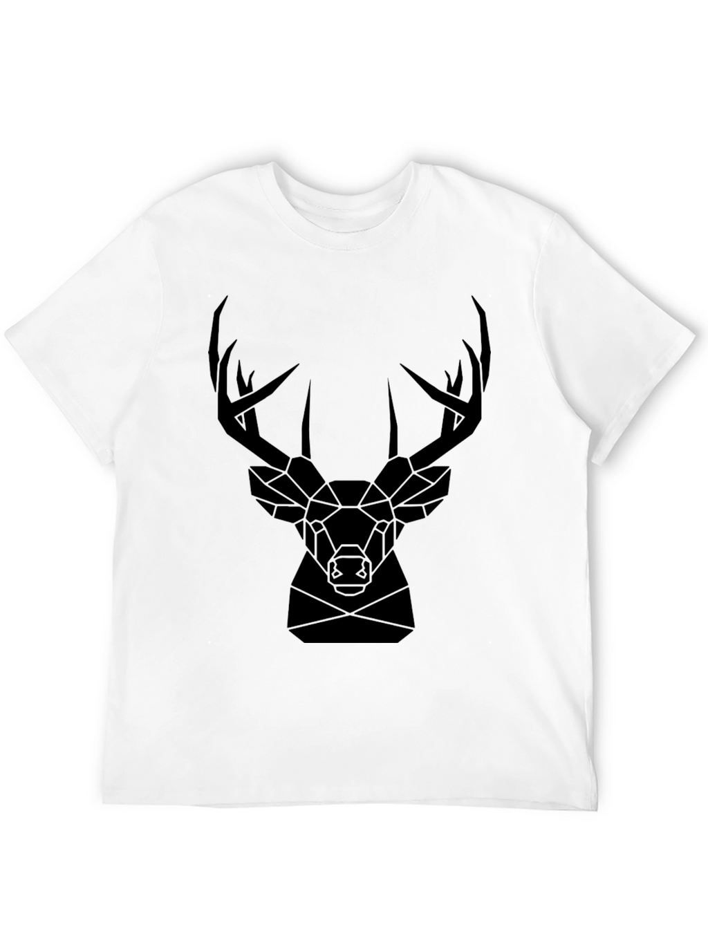 Geometric Deer Head Graphic Tee - Black T-Shirt