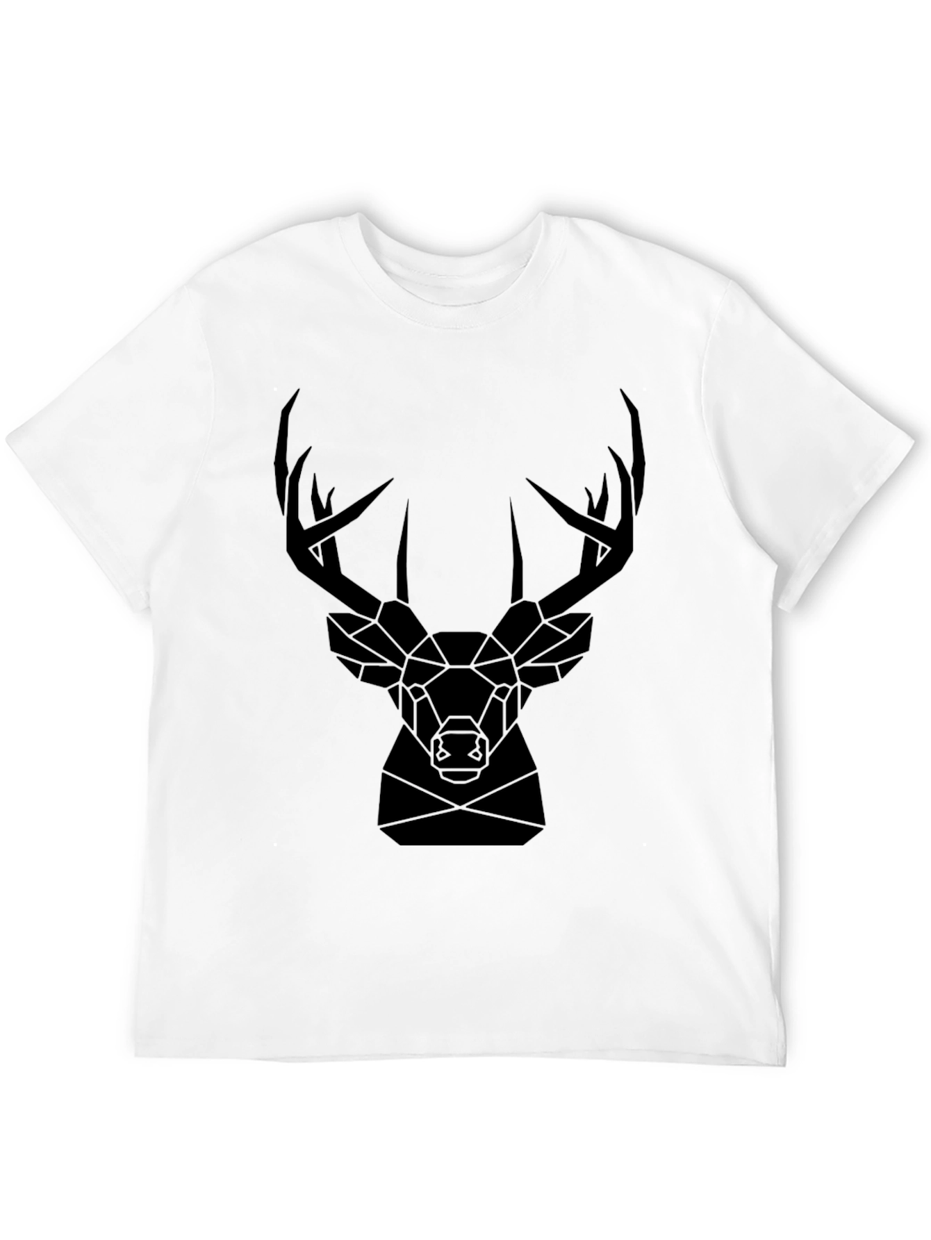 Geometric Deer Head Graphic Tee - Black T-Shirt