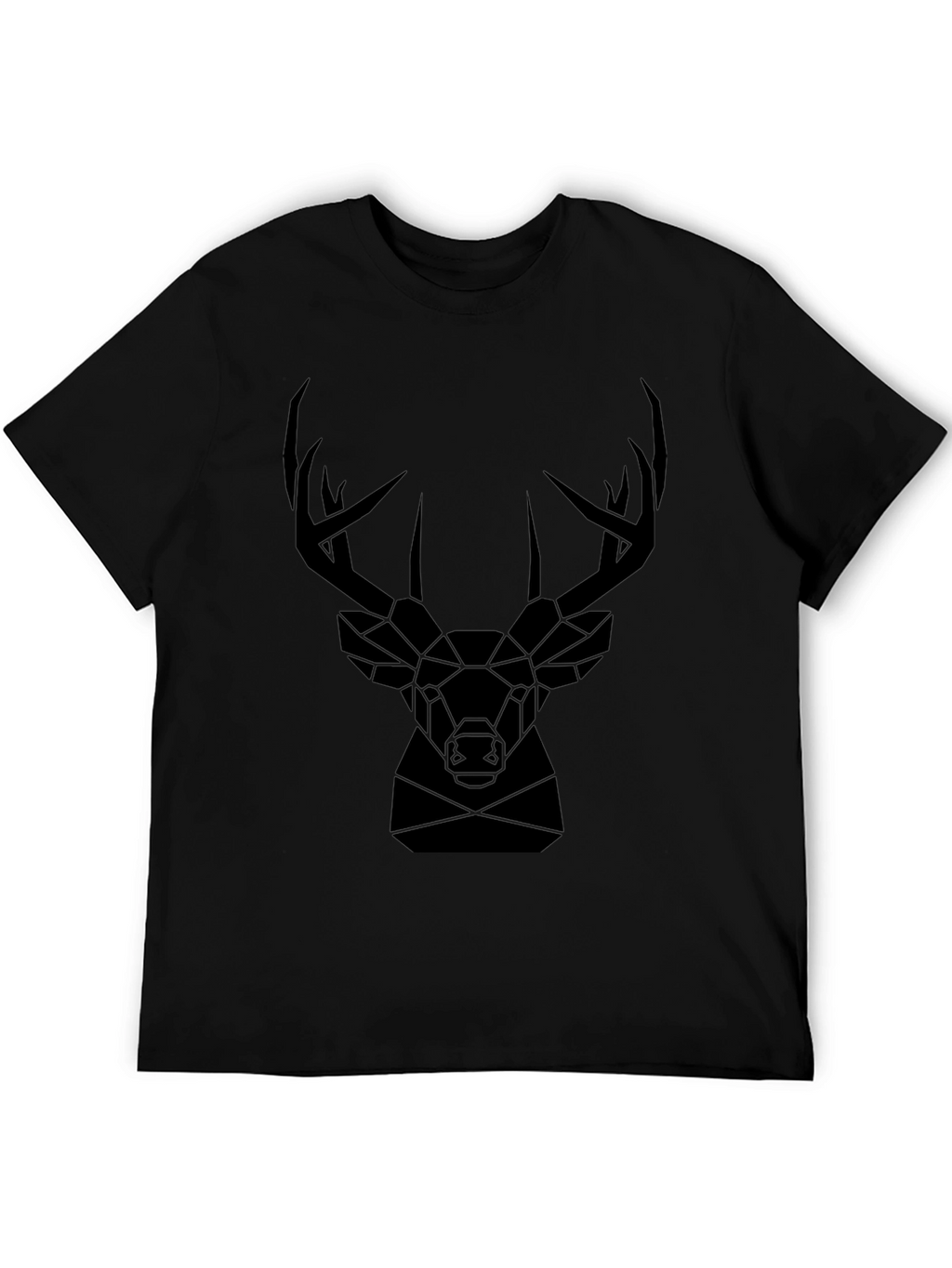 Geometric Deer Head Graphic Tee - Black T-Shirt