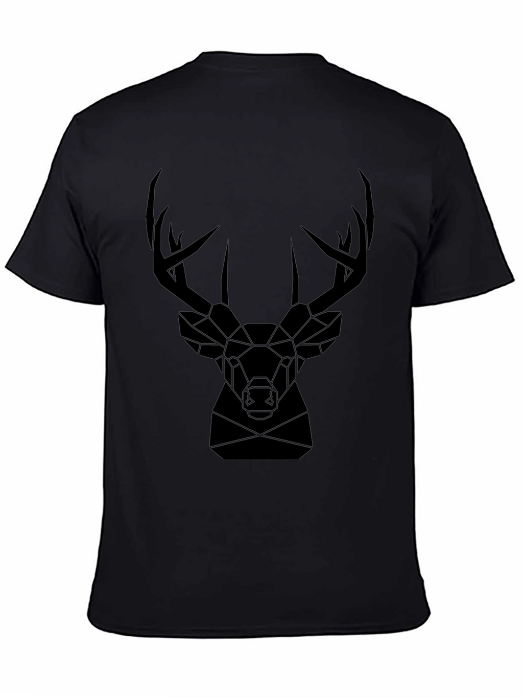 Geometric Deer Head Graphic Tee - Black T-Shirt