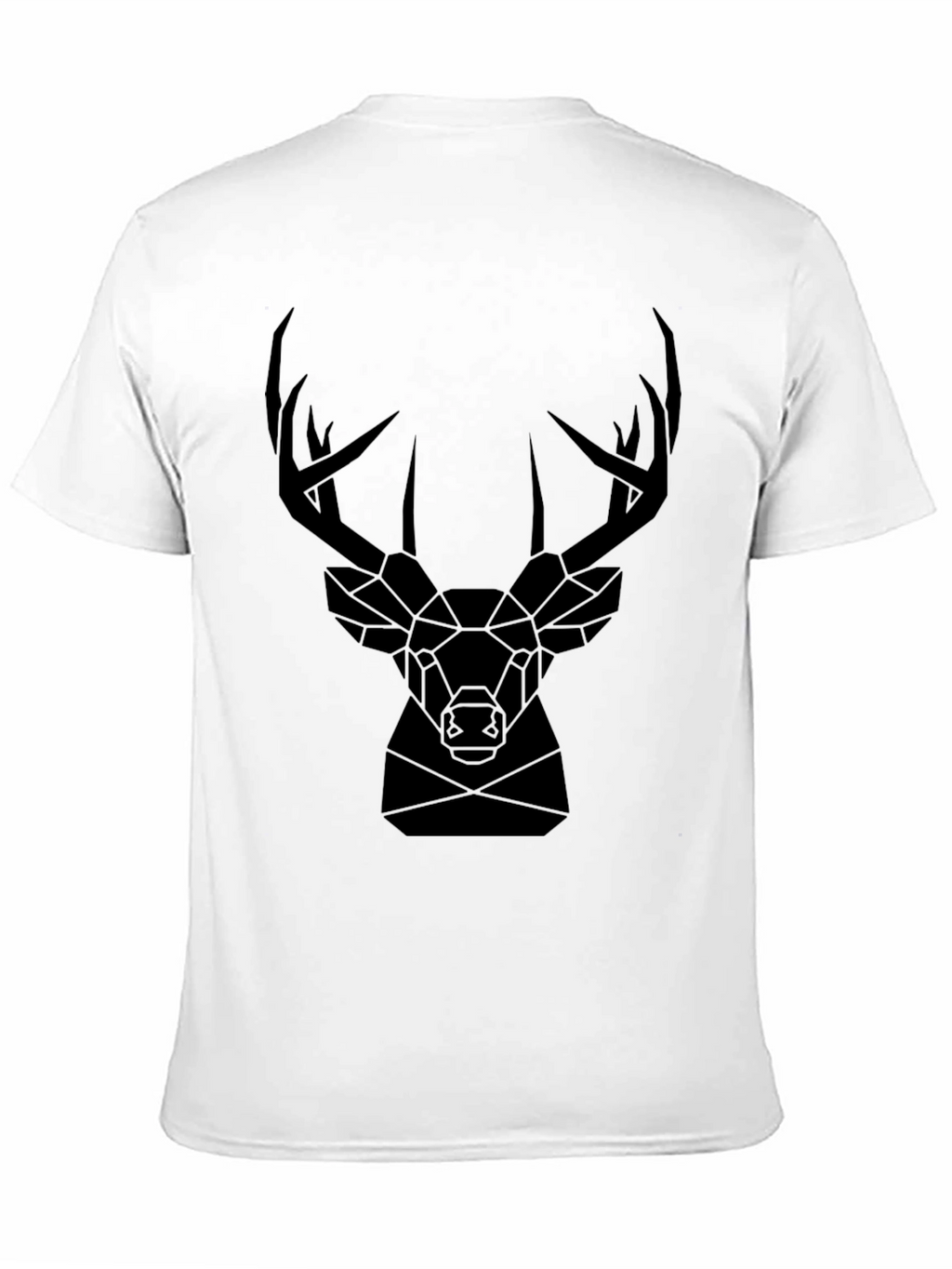 Geometric Deer Head Graphic Tee - Black T-Shirt