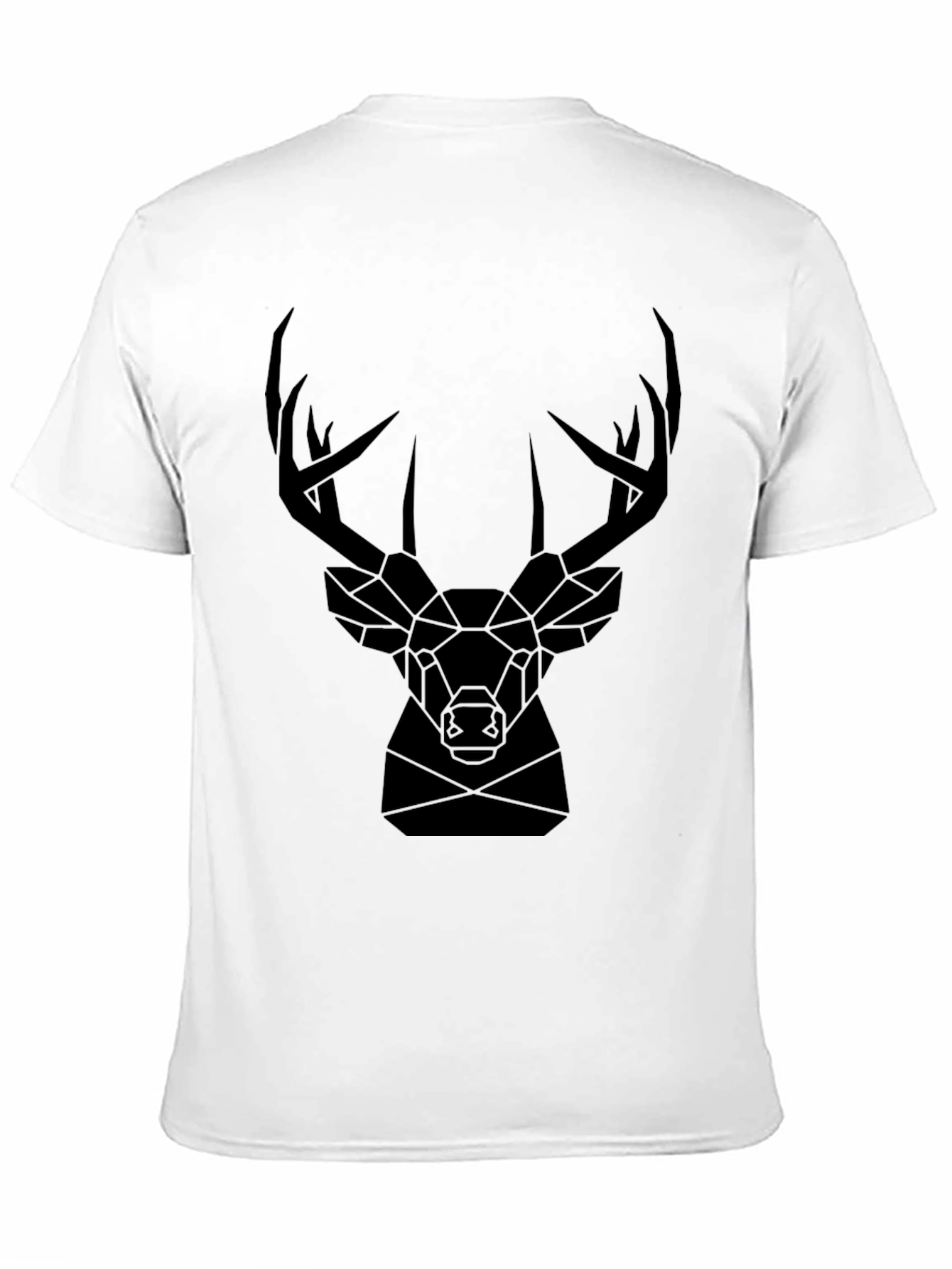 Geometric Deer Head Graphic Tee - Black T-Shirt
