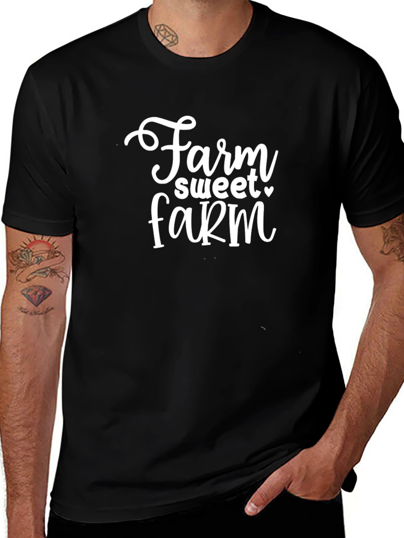 Farm Sweet Farm Graphic Tee - Black Cotton Casual T-Shirt
