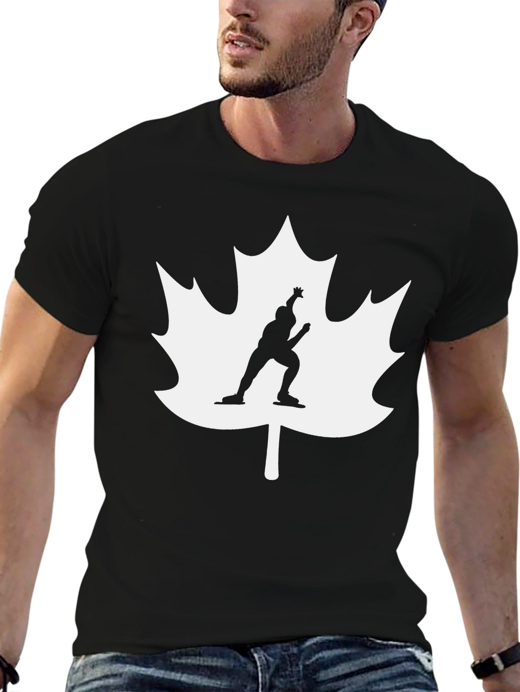Canadian Pride Speed Skater Black T-Shirt