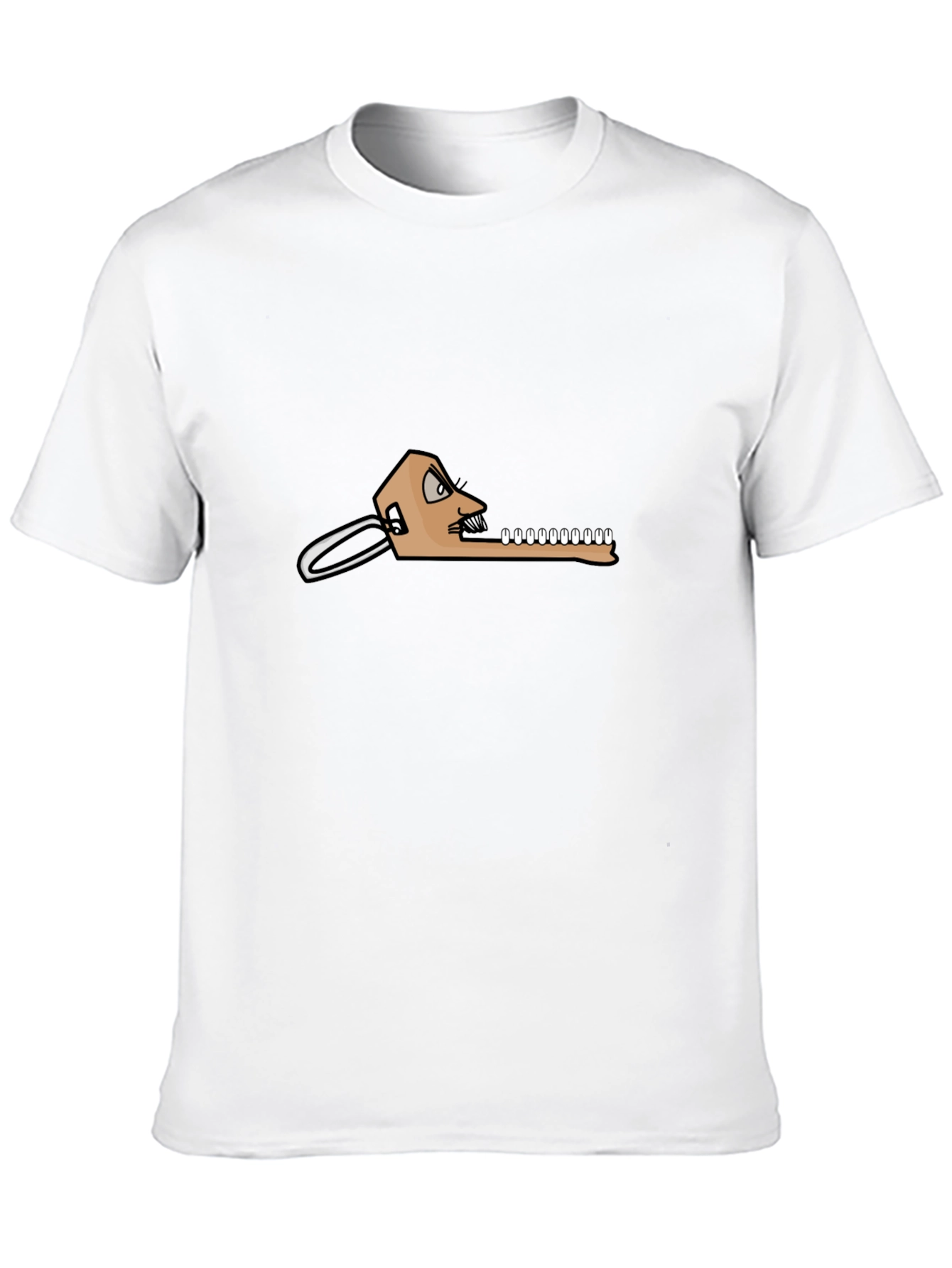 Black T-Shirt with Funny Dental Cartoon Graphic