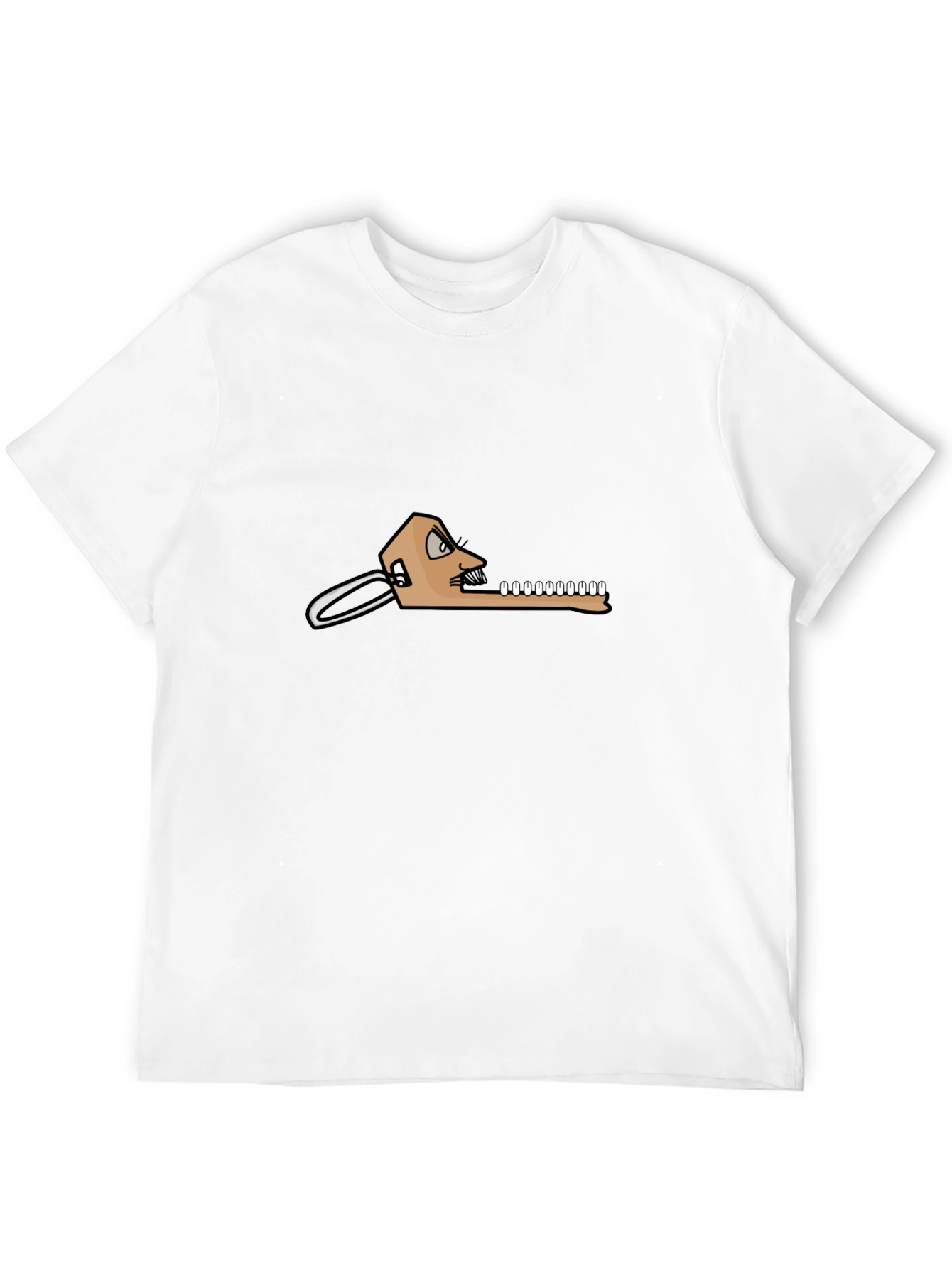 Black T-Shirt with Funny Dental Cartoon Graphic