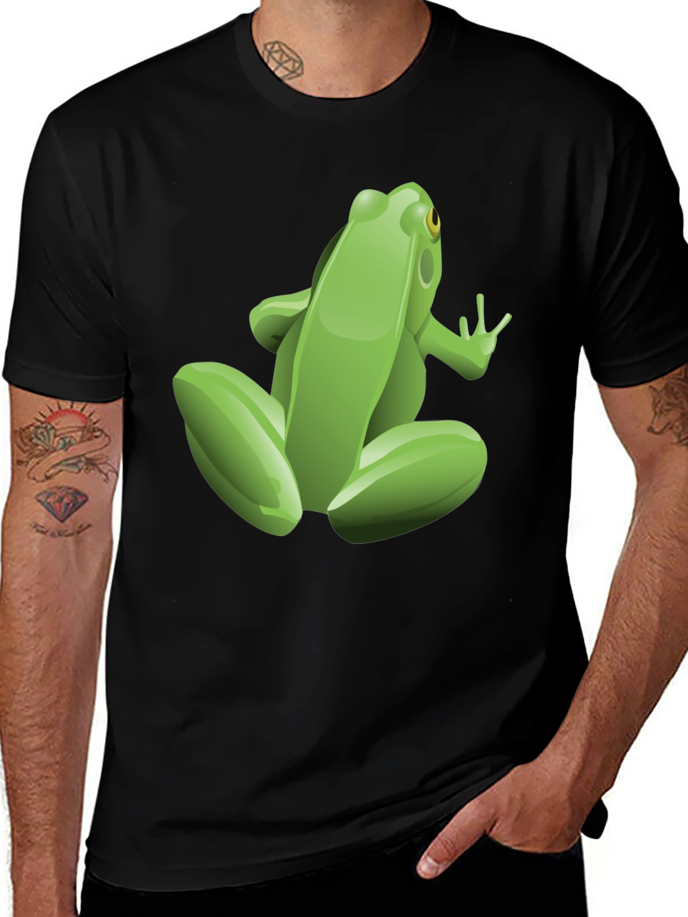 Frog Graphic Tee - Black Cotton T-Shirt