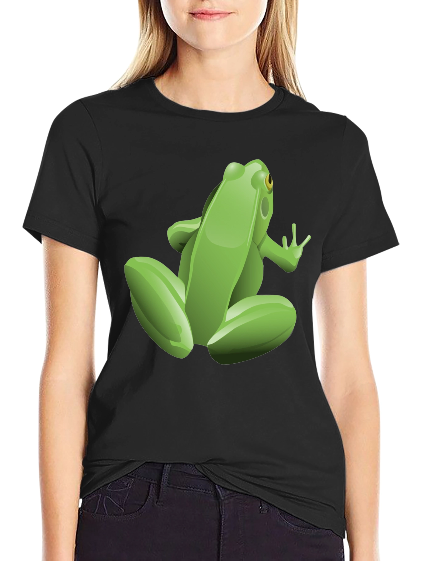 Frog Graphic Tee - Black Cotton T-Shirt