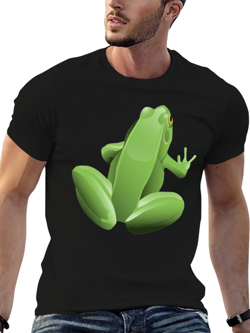 Frog Graphic Tee - Black Cotton T-Shirt