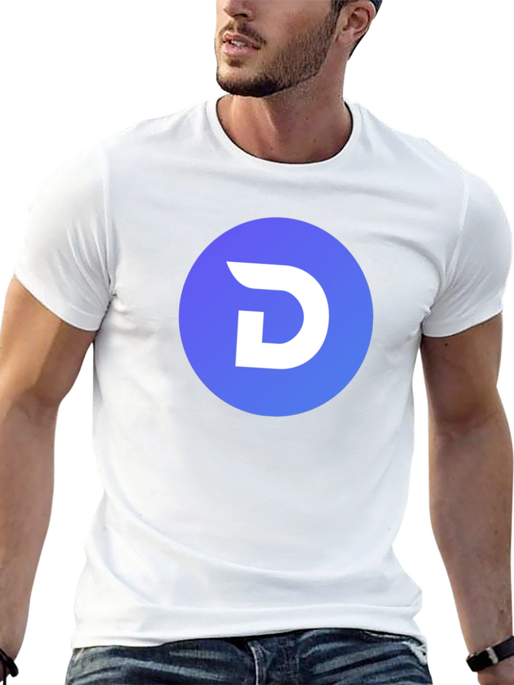Modern Black T-Shirt with Blue Circle D Logo