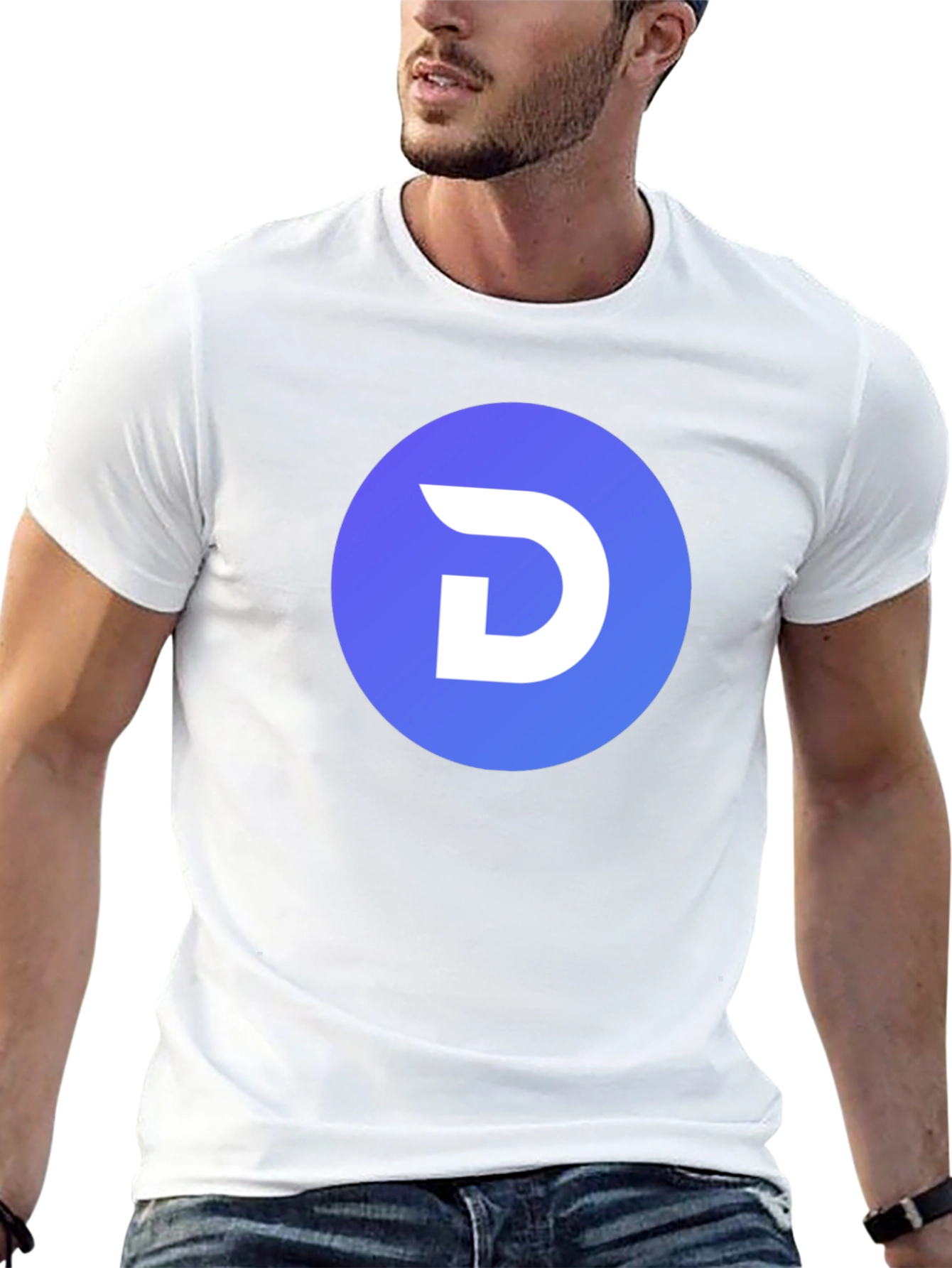 Modern Black T-Shirt with Blue Circle D Logo