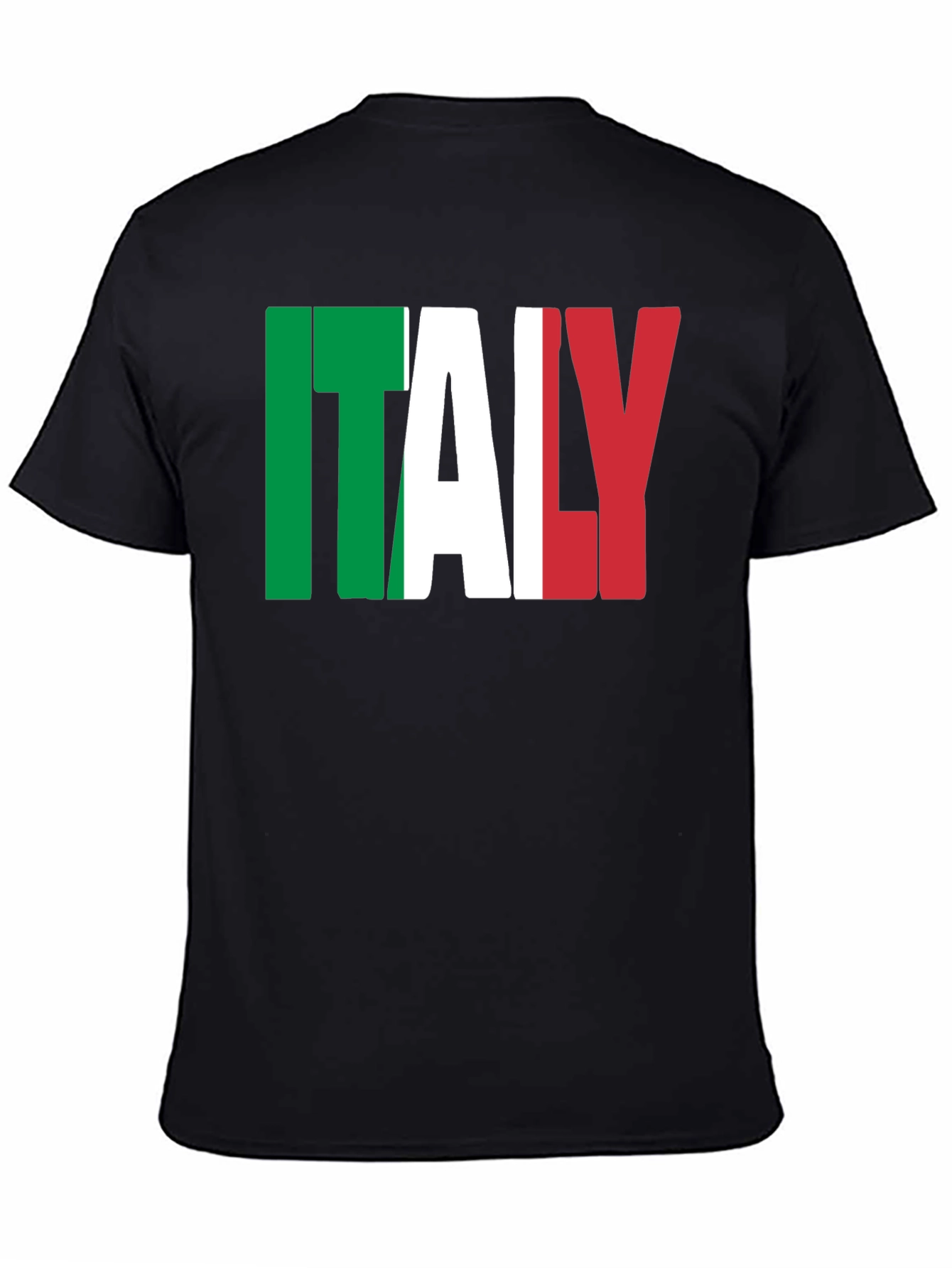 Italy Flag Graphic Print Black T-Shirt