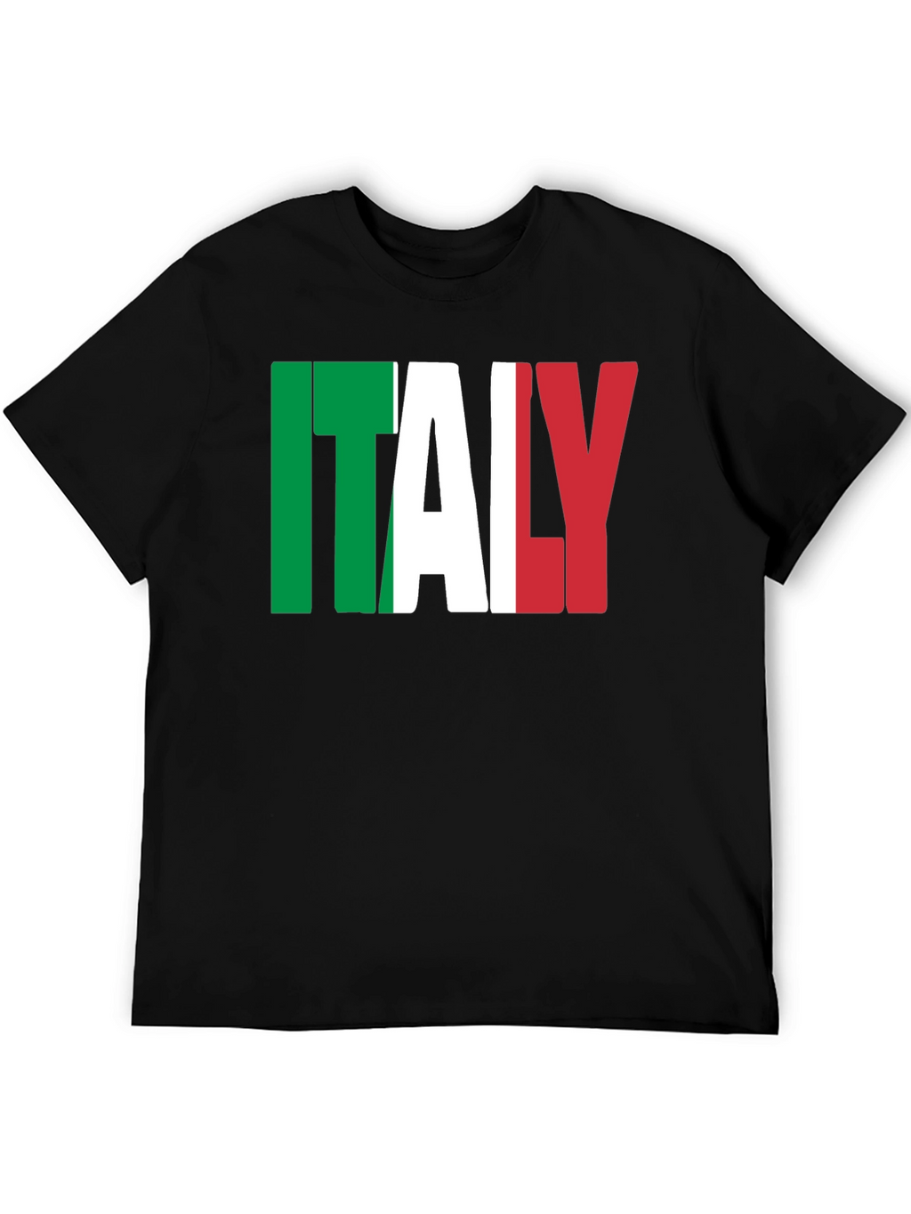 Italy Flag Graphic Print Black T-Shirt