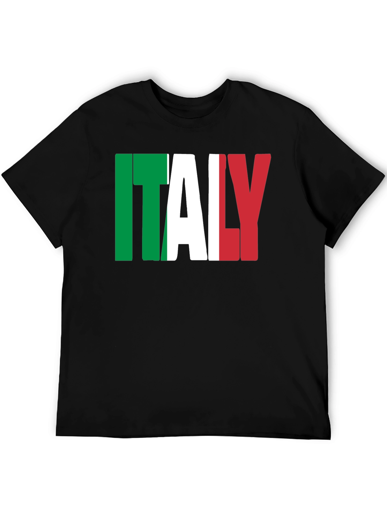 Italy Flag Graphic Print Black T-Shirt