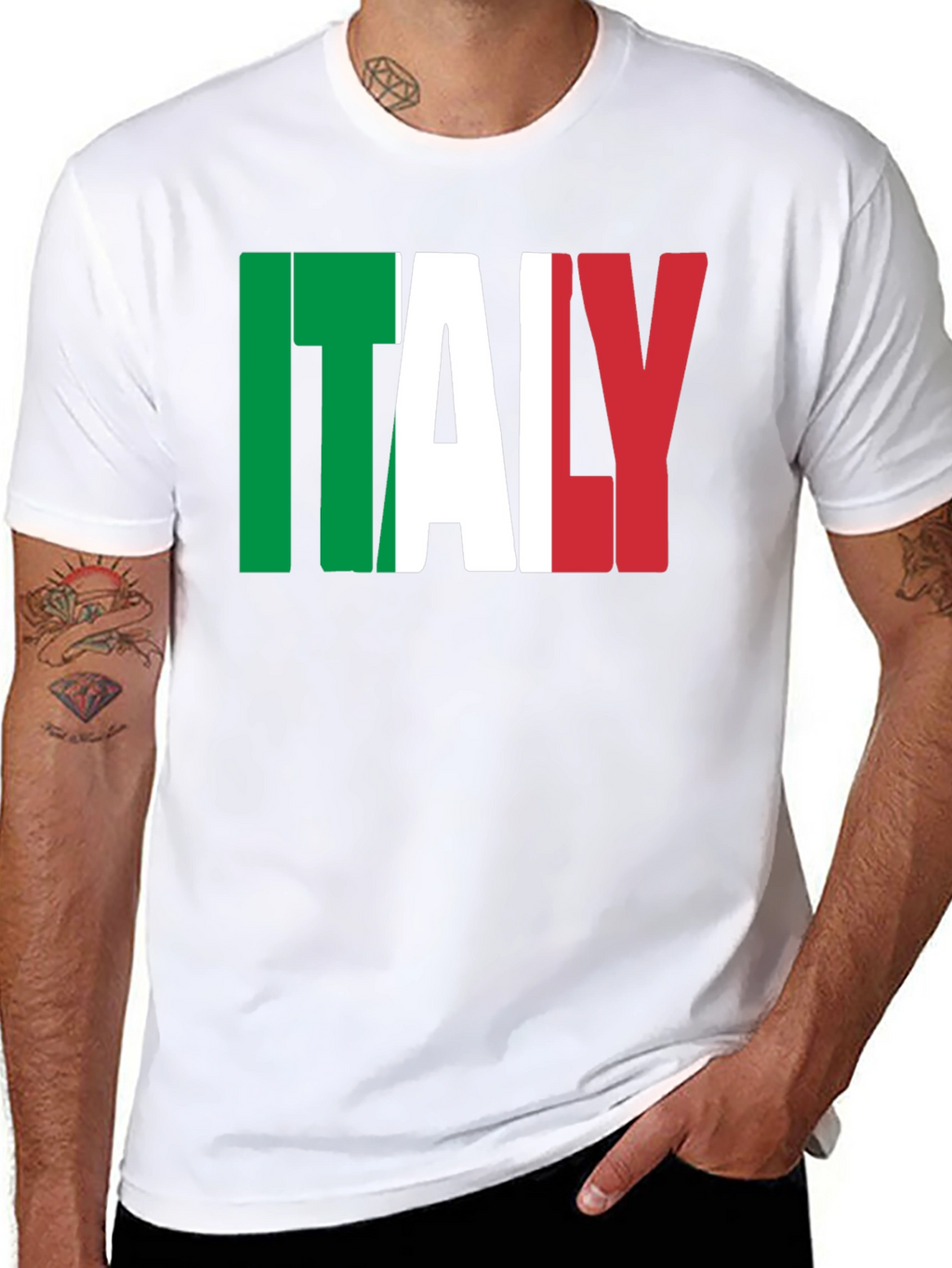 Italy Flag Graphic Print Black T-Shirt