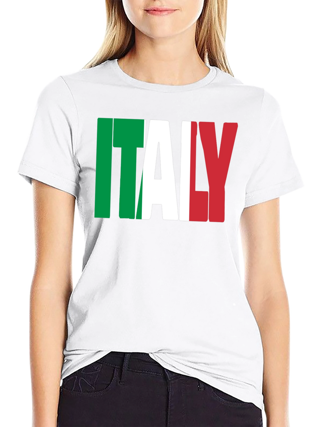 Italy Flag Graphic Print Black T-Shirt