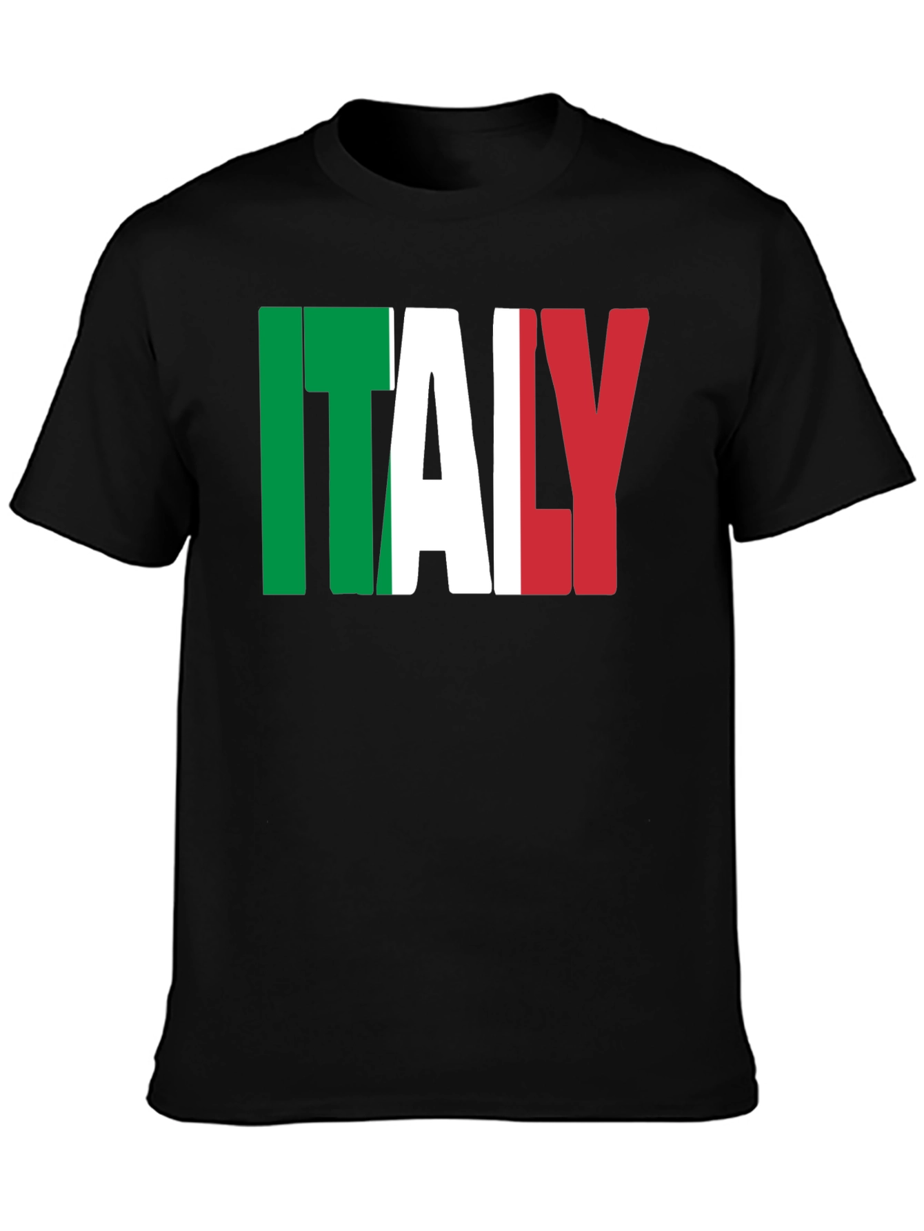 Italy Flag Graphic Print Black T-Shirt