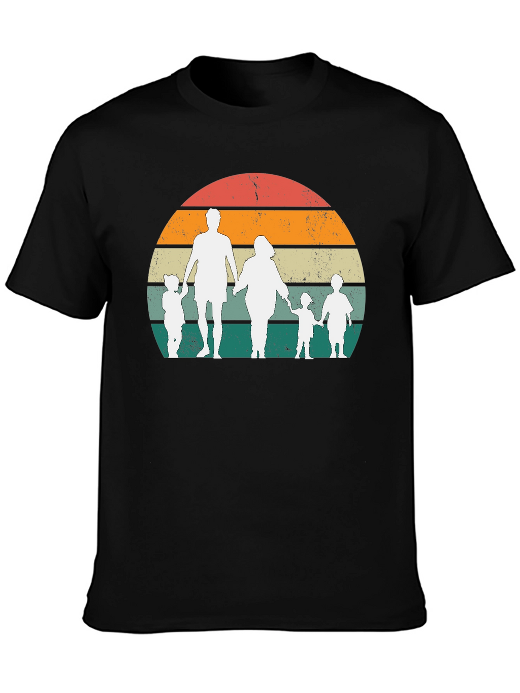 Retro Family Sunset Graphic Tee - Black