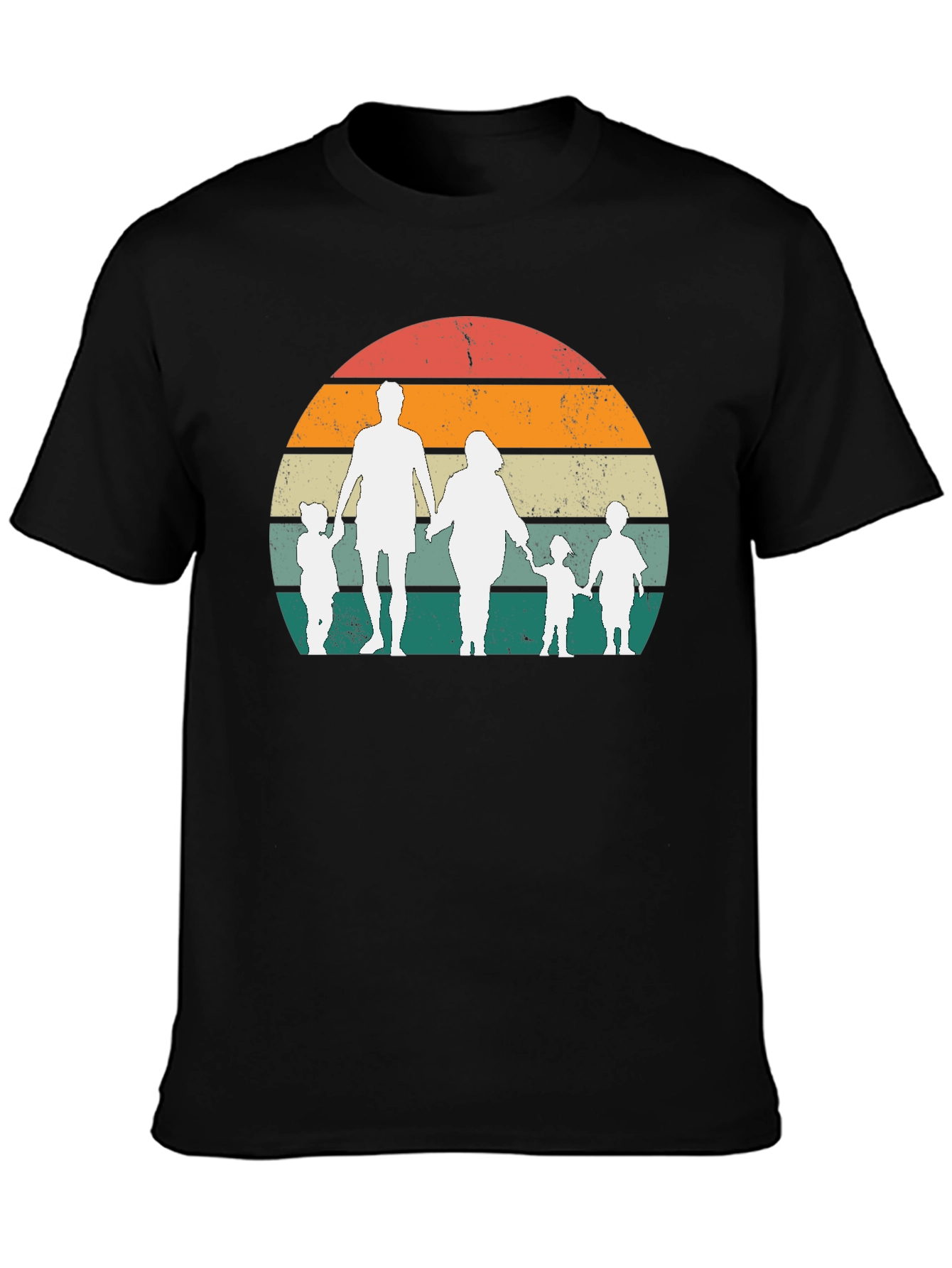 Retro Family Sunset Graphic Tee - Black