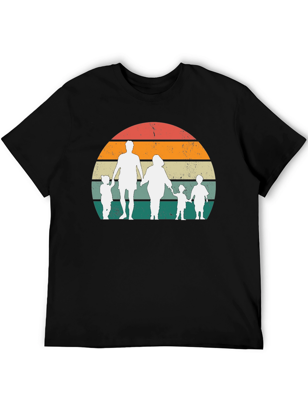 Retro Family Sunset Graphic Tee - Black